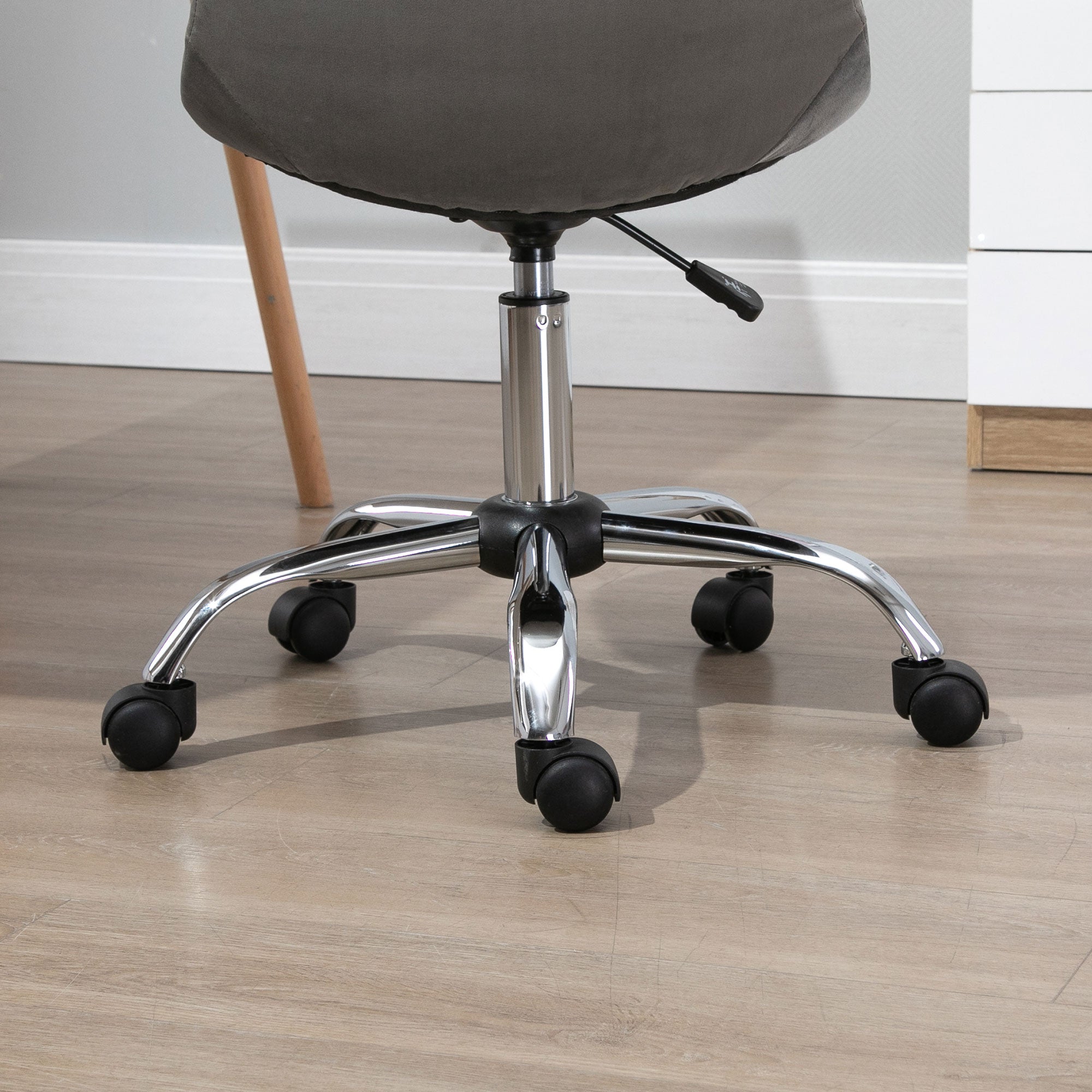 Vinsetto Ergonomic Office Chair with Adjustable Height and Wheels Velvet Executive Chair Armless for Home Study Bedroom Grey - North Peak Garden Furniture