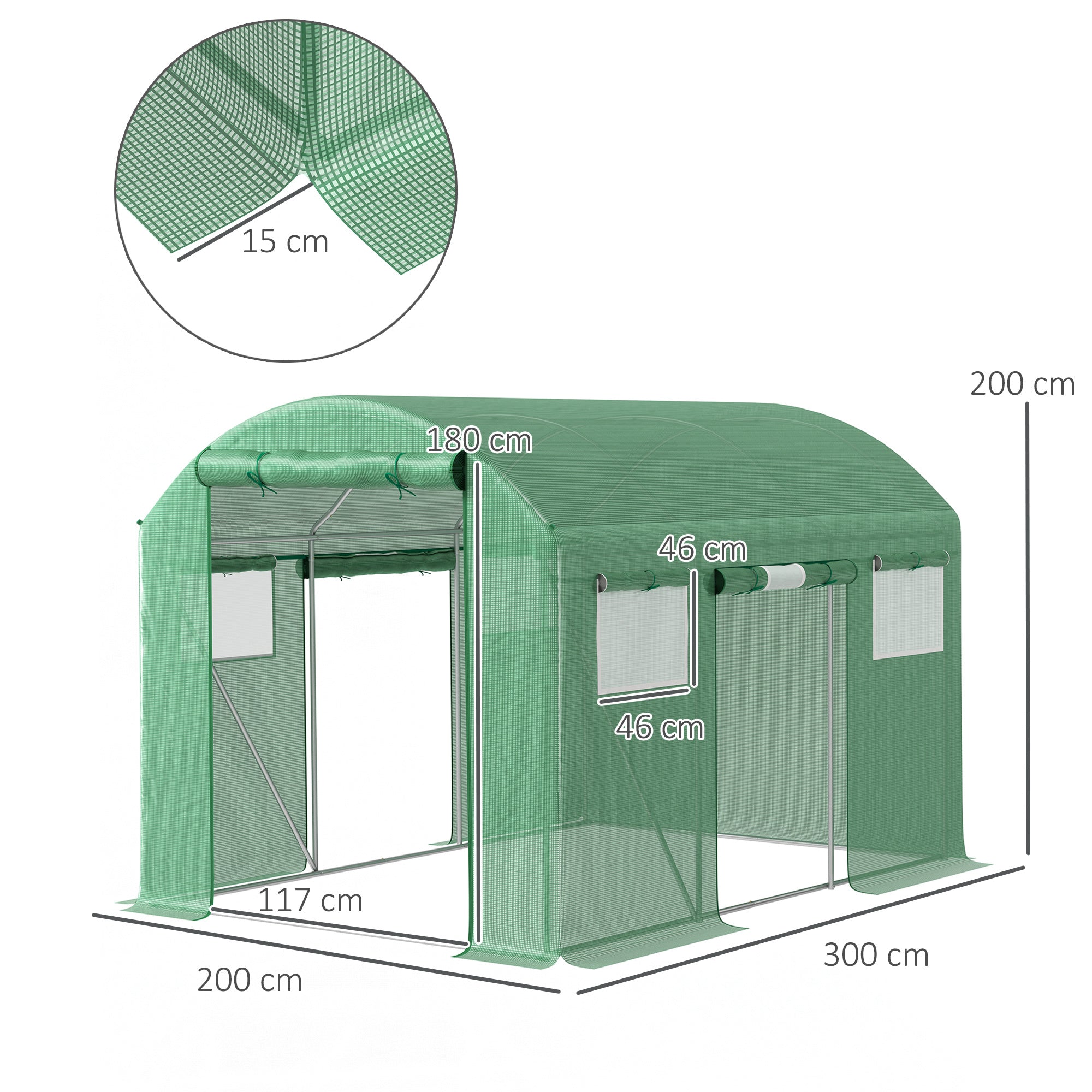 Outsunny 9.8 x 6.6ft Walk-In Polytunnel Greenhouse - Green - North Peak Garden Furniture