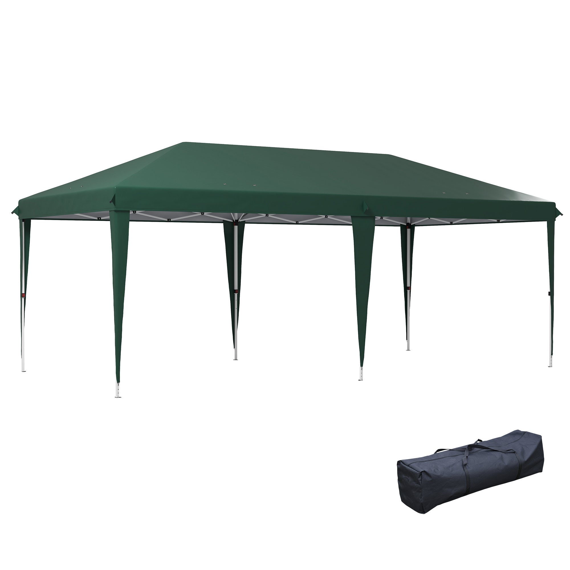 Outsunny Pop Up Gazebo, Double Roof Foldable Canopy Tent, Height Adjustable Wedding Awning Canopy w/ Carrying Bag, 6 m x 3 m x 2.65 m, Green - North Peak Garden Furniture