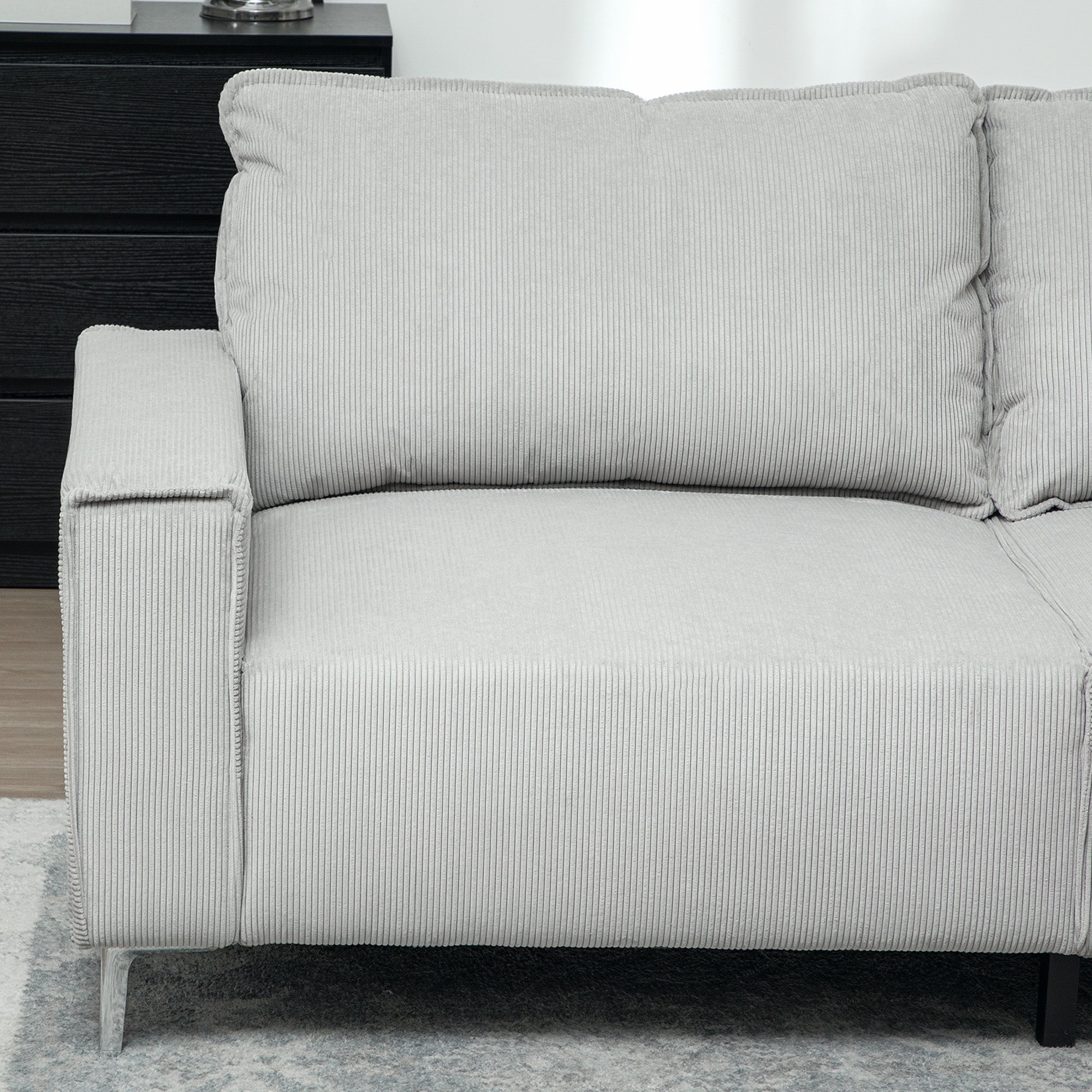 HOMCOM Three-Seater Corduroy - Light Grey - North Peak Garden Furniture