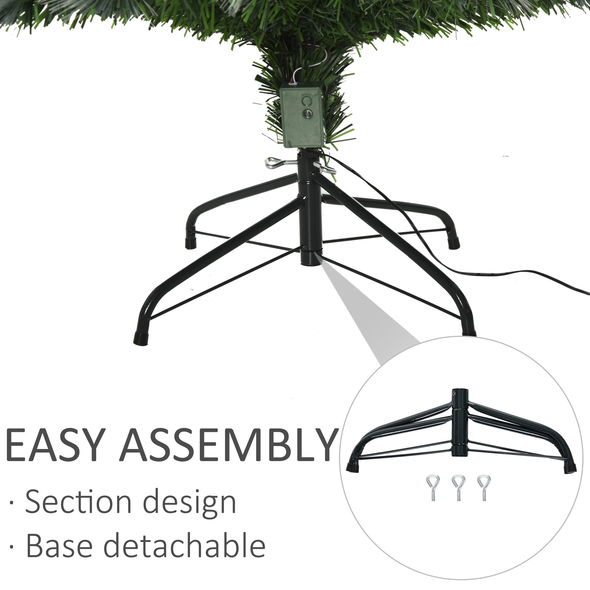 HOMCOM 6ft White Light Artificial Christmas Tree w/ 230 LEDs Star Topper Tri-Base Full Bodied Seasonal Decoration Pre-Lit Home - North Peak Garden Furniture