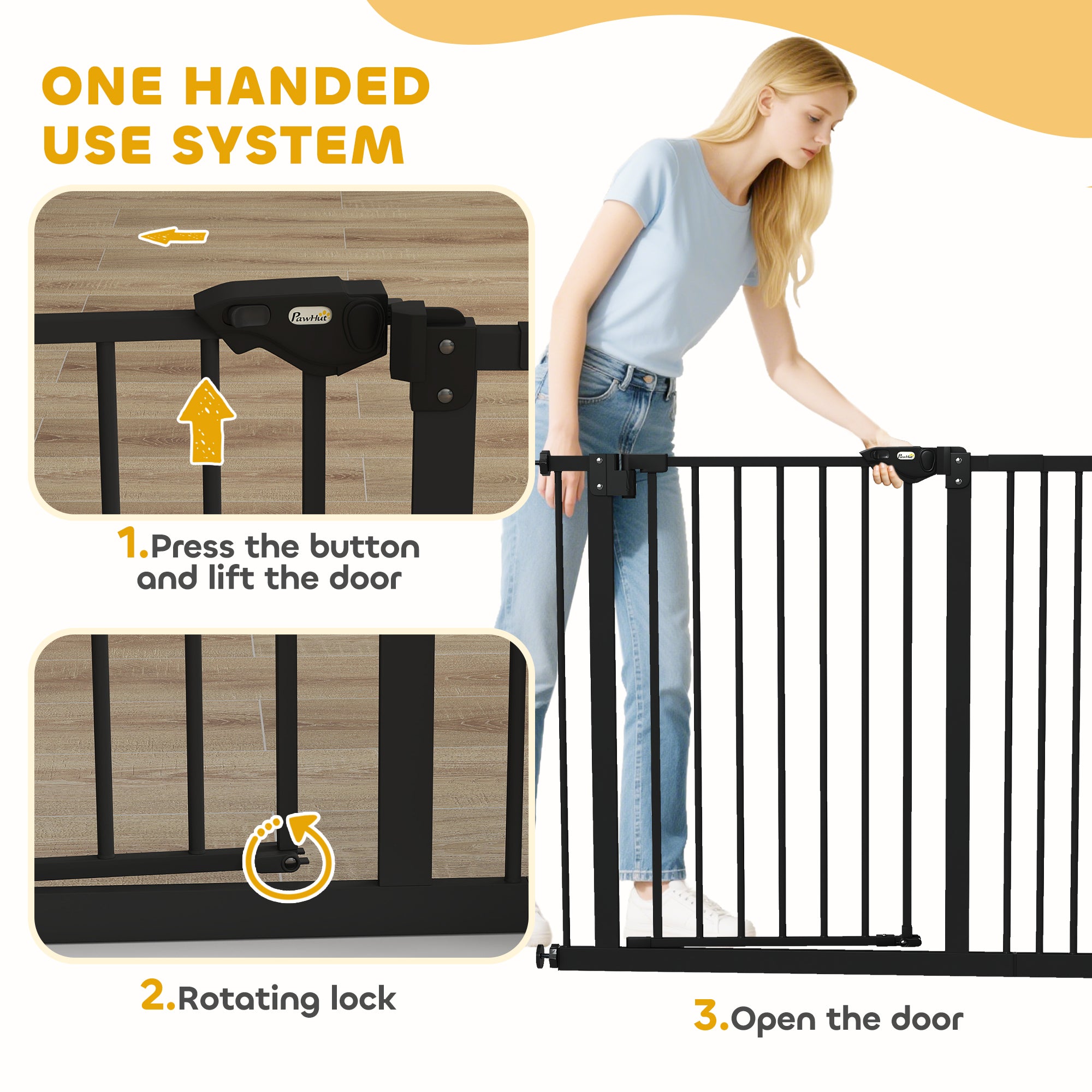 PawHut Adjustable Safety Gate w/ One Extensions, Four Adjustable Screws, Black