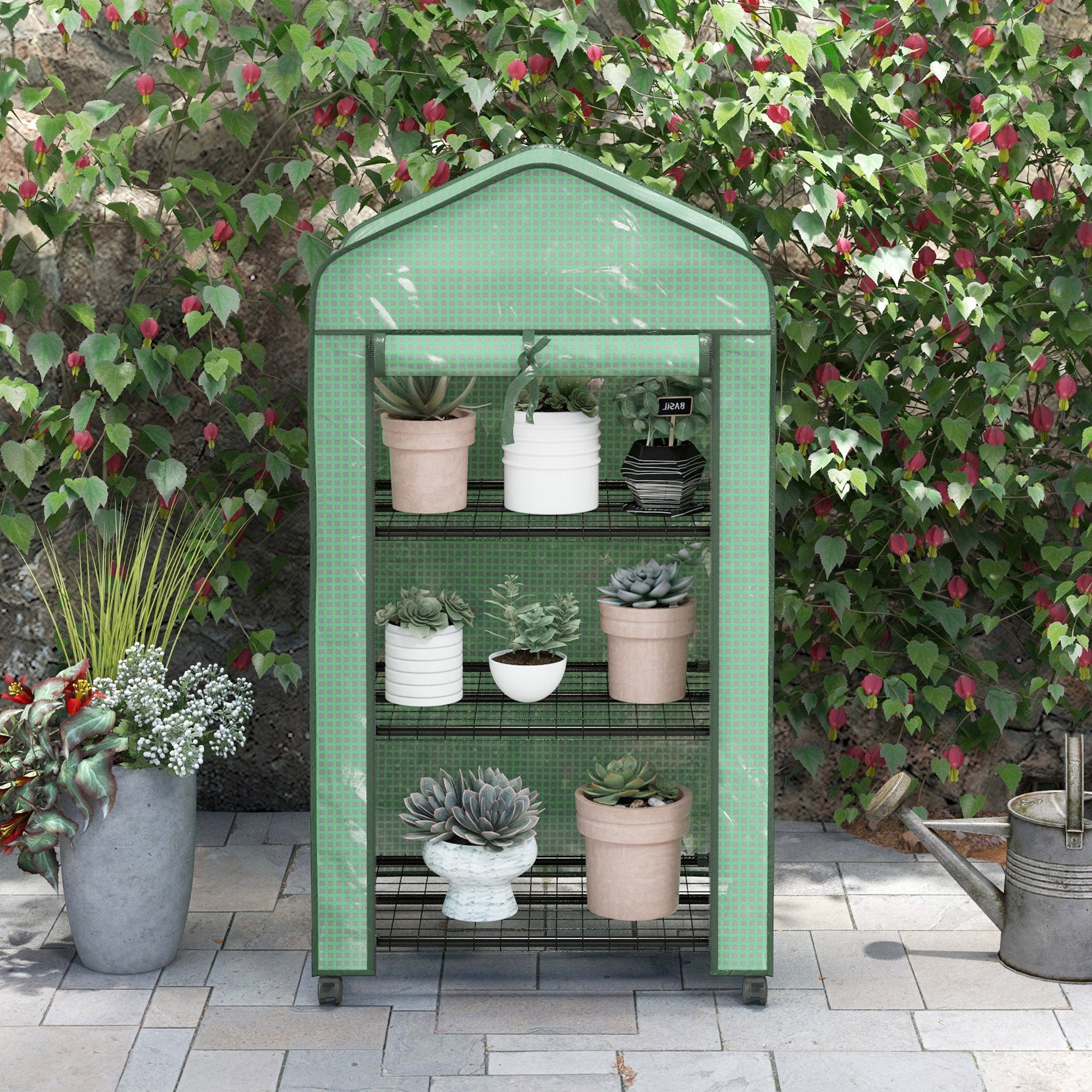 Outsunny Three-Tier Mini Greenhouse - Green - North Peak Garden Furniture
