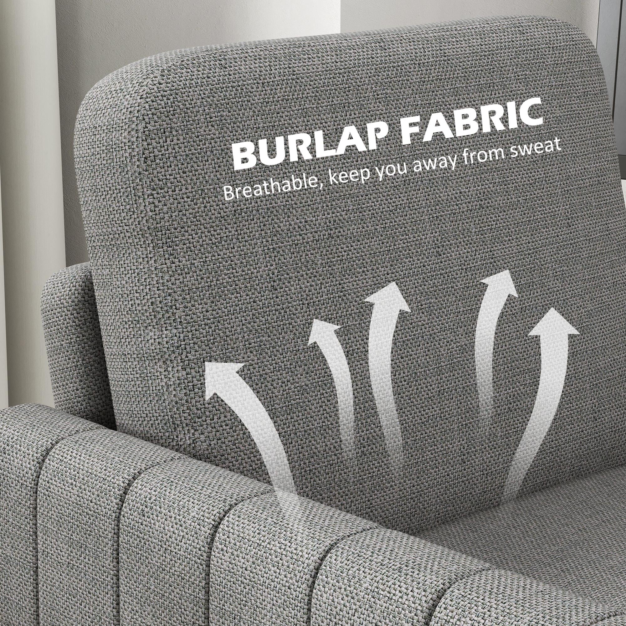HOMCOM Modern Boxy Linen-Look Armchair - Light Grey - North Peak Garden Furniture