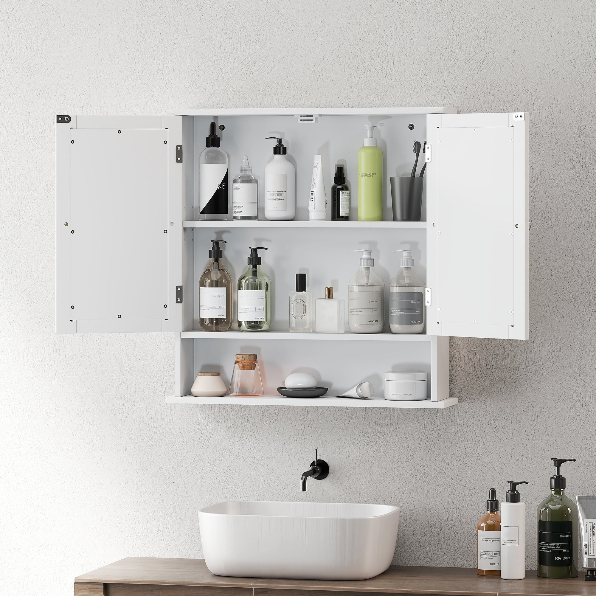 kleankin Bathroom Wall Storage Cabinet - White - North Peak Garden Furniture