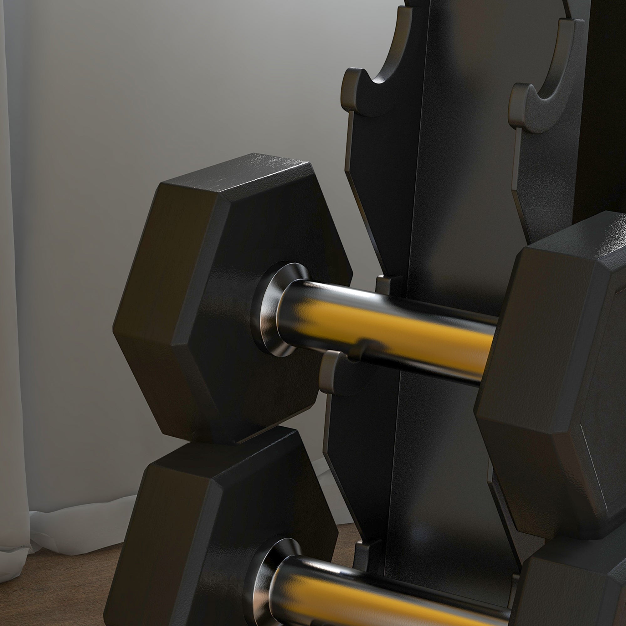 SPORTNOW Five-Tier Dumbbell Storage Rack, for Home Gym Exercise - Black - North Peak Garden Furniture