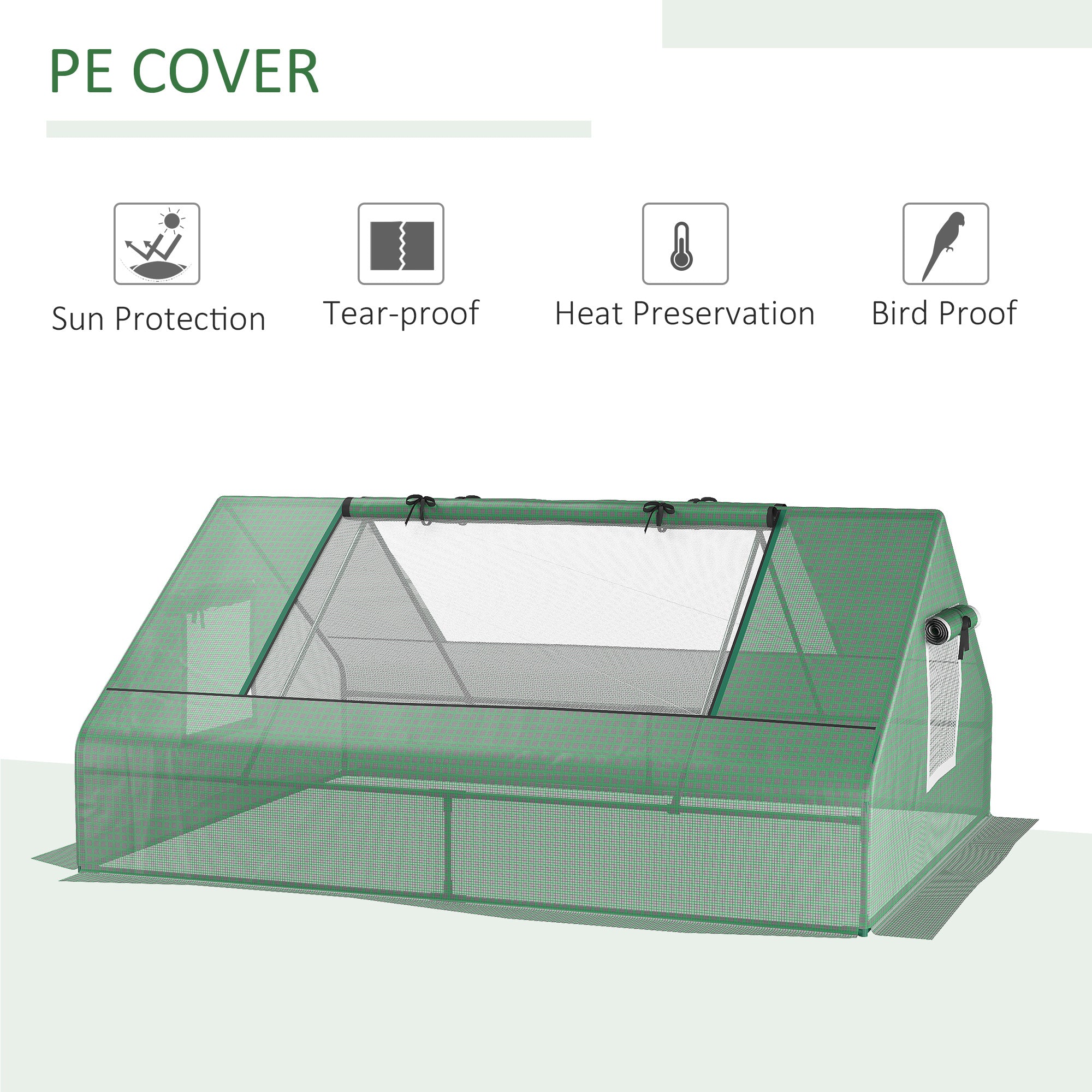 Outsunny Mini Greenhouse, Portable Garden Small Greenhouse with Zipped Windows and Door, 180 x 140 x 80cm, Dark Green - North Peak Garden Furniture