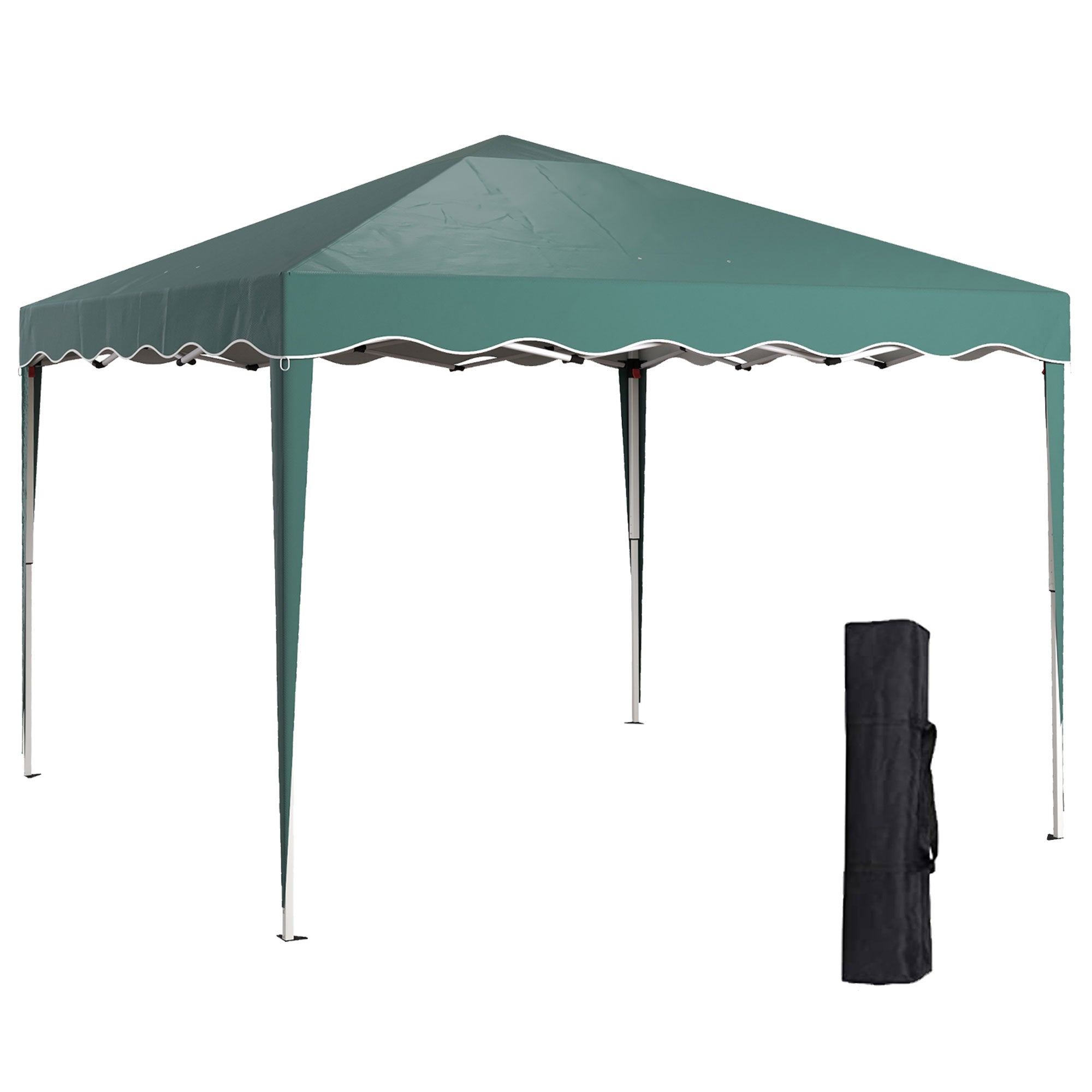 Outsunny 3 x 3cm Adjustable Height Pop-Up Gazebo, with Bag - Green - North Peak Garden Furniture