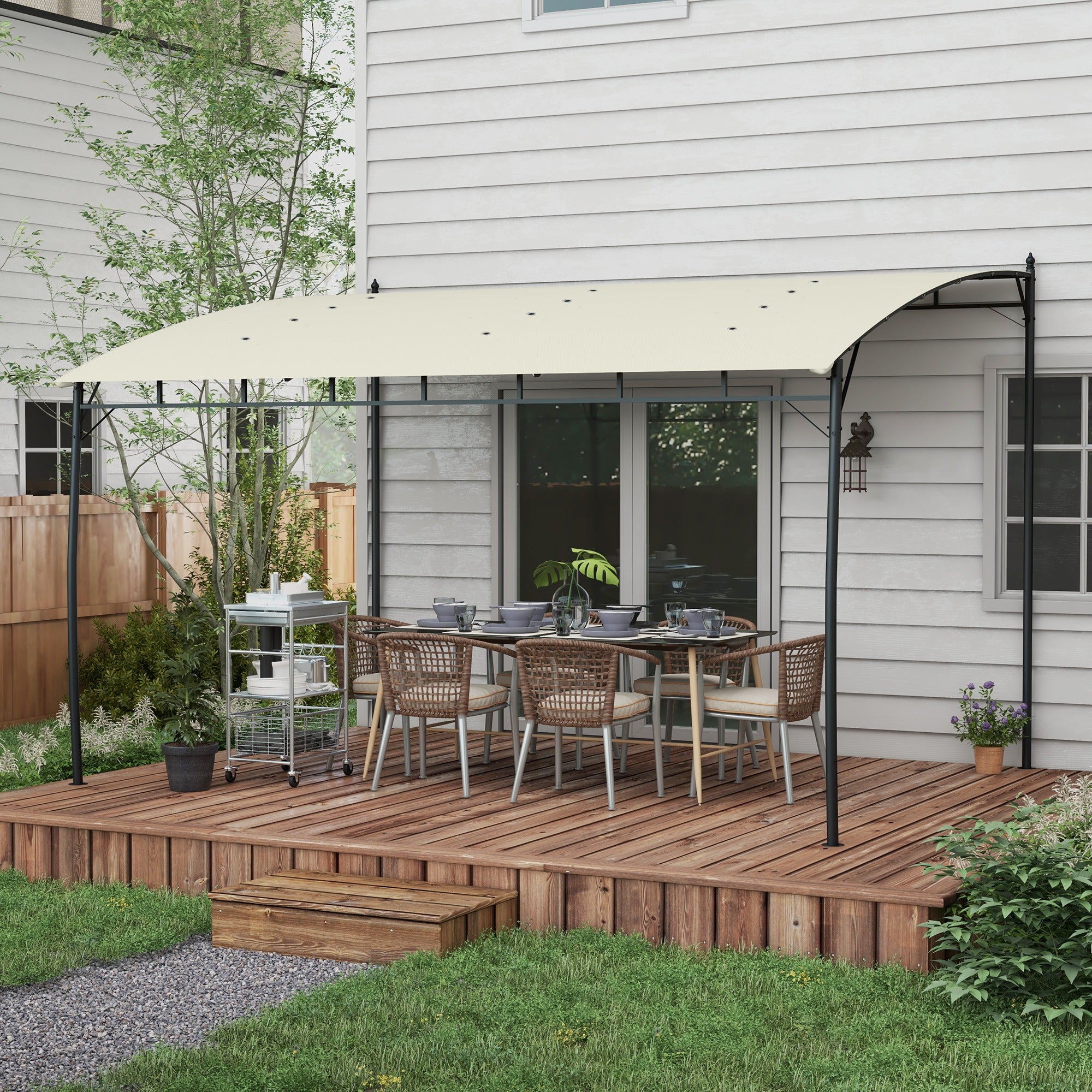 Outsunny 3 x 4m Metal Frame Pergola - Cream - North Peak Garden Furniture