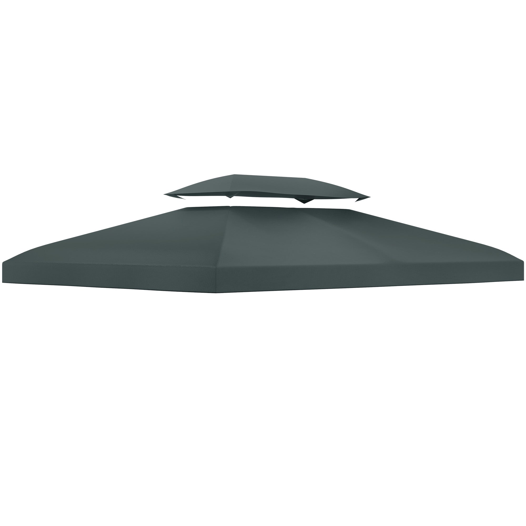 Outsunny 3x4m Gazebo Canopy Replacement Cover, 2 Tier Top Roof UV Cover Garden Patio Outdoor Sun Awning Shelters, Charcoal Grey (TOP COVER ONLY) - North Peak Garden Furniture