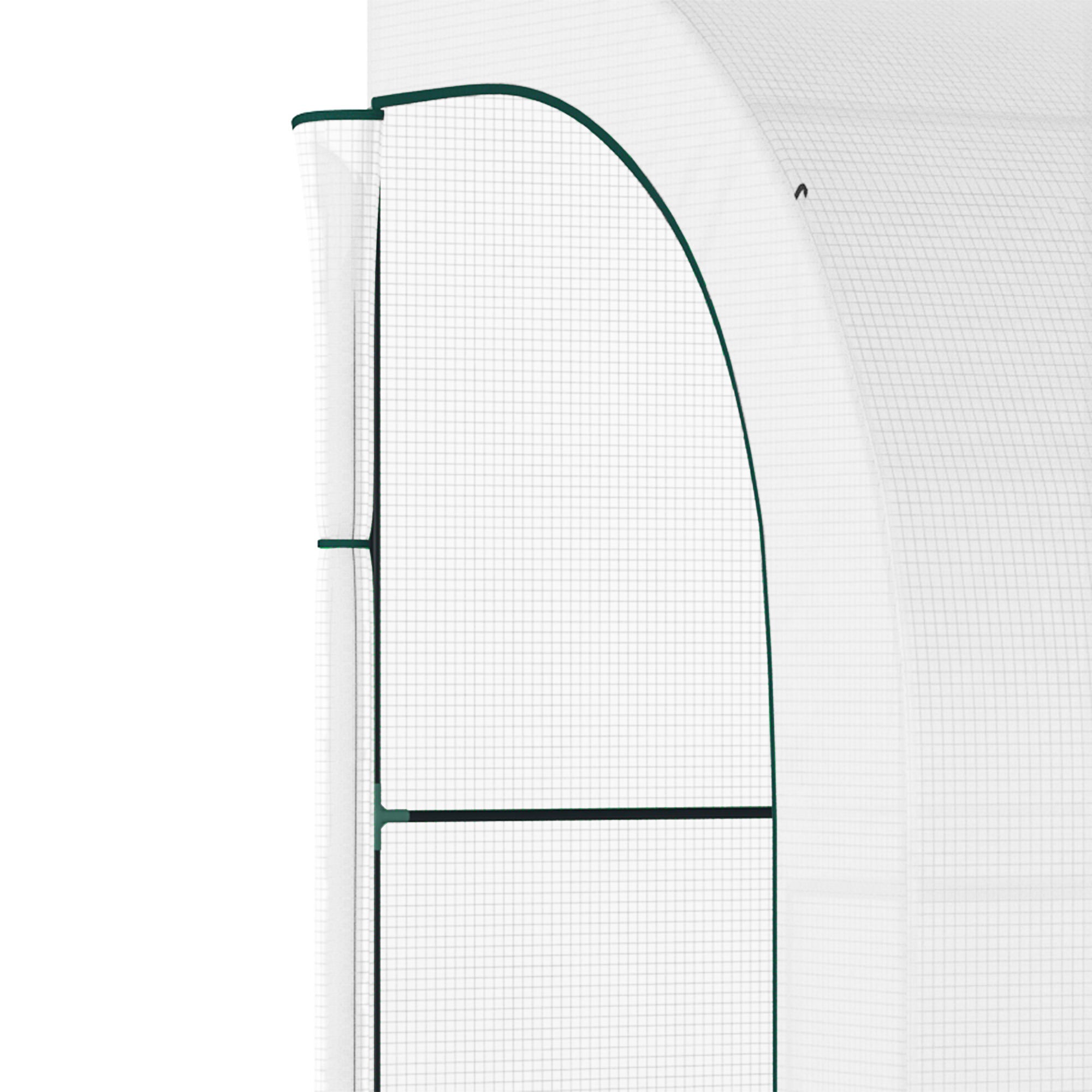 Outsunny Outdoor Walk-In Greenhouse, Plant Nursery with Zippered Doors, PE Cover and 3-Tier Shelves, White, 300 x 150 x 213 cm - North Peak Garden Furniture