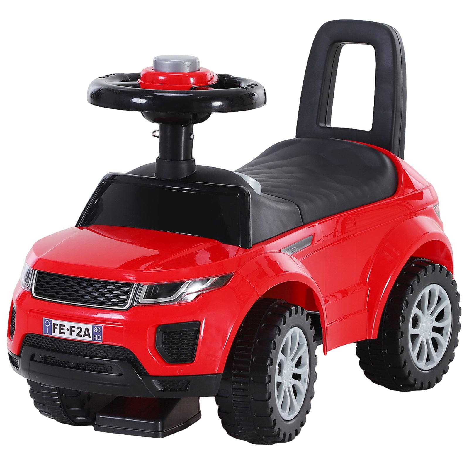 HOMCOM 3-in-1 Ride On Car Foot To Floor Slider Toddler w/ Horn Steering Wheel NO POWER Manual Under Seat Storage Safe Design for 1-3 Year Old Red