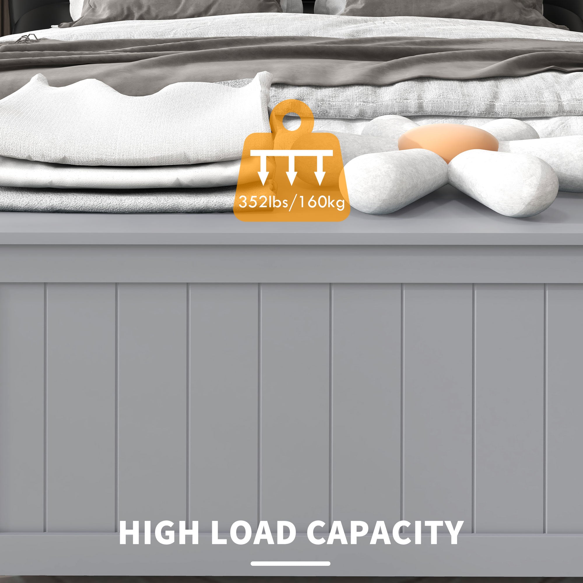 HOMCOM Storage Chest, Modern Storage Trunk with 2 Safety Hinges and Cut-out Handles, Wooden Toy Box for Living Room, Entryway, 76 x 40 x 48 cm, Grey - North Peak Garden Furniture