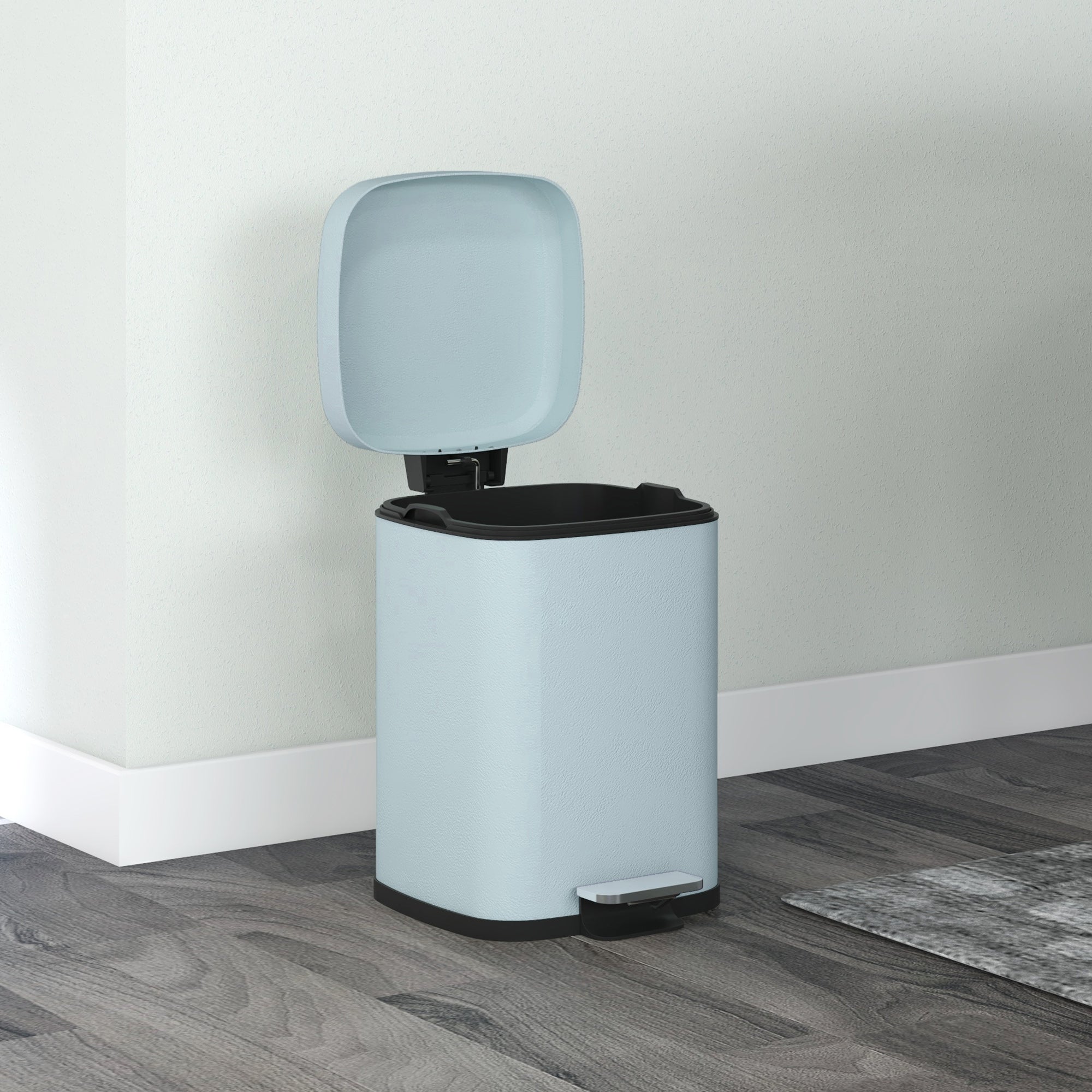 HOMCOM 12L Modern Boxy Metal Home Kitchen Bin - Light Green - North Peak Garden Furniture