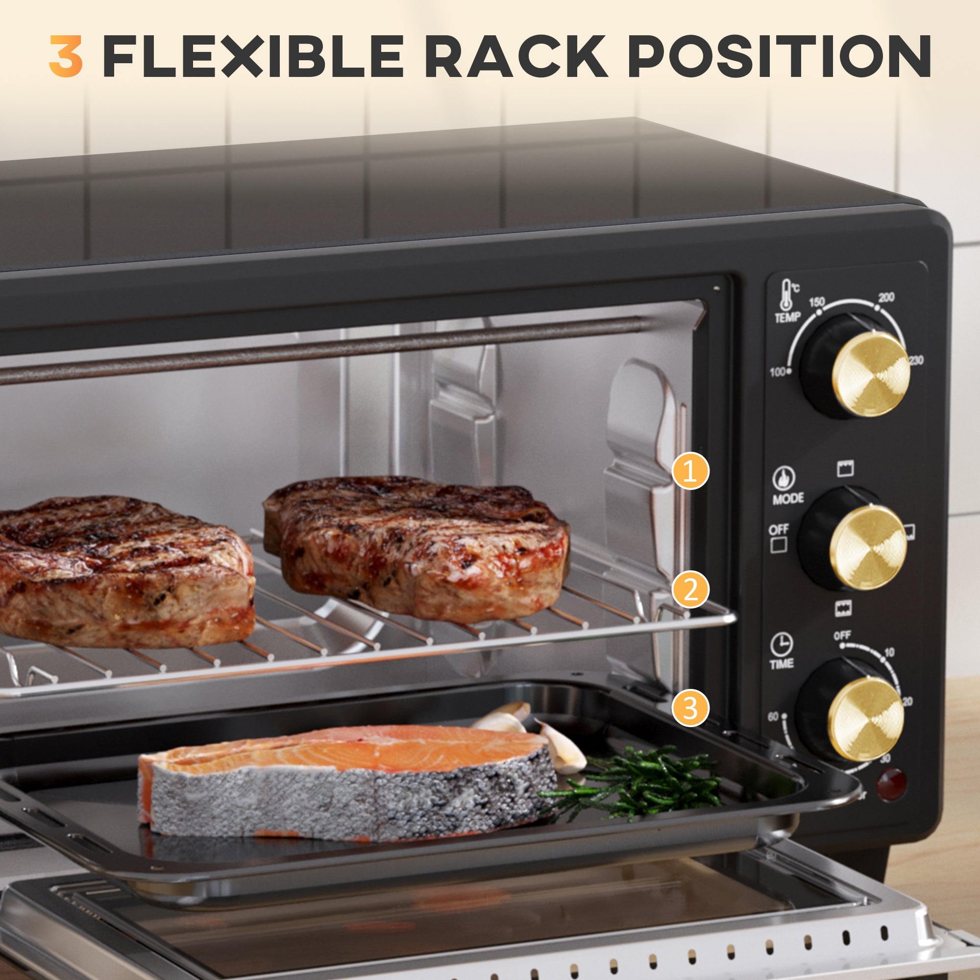 HOMCOM 16L Mini 1400W Countertop Oven - Black - North Peak Garden Furniture