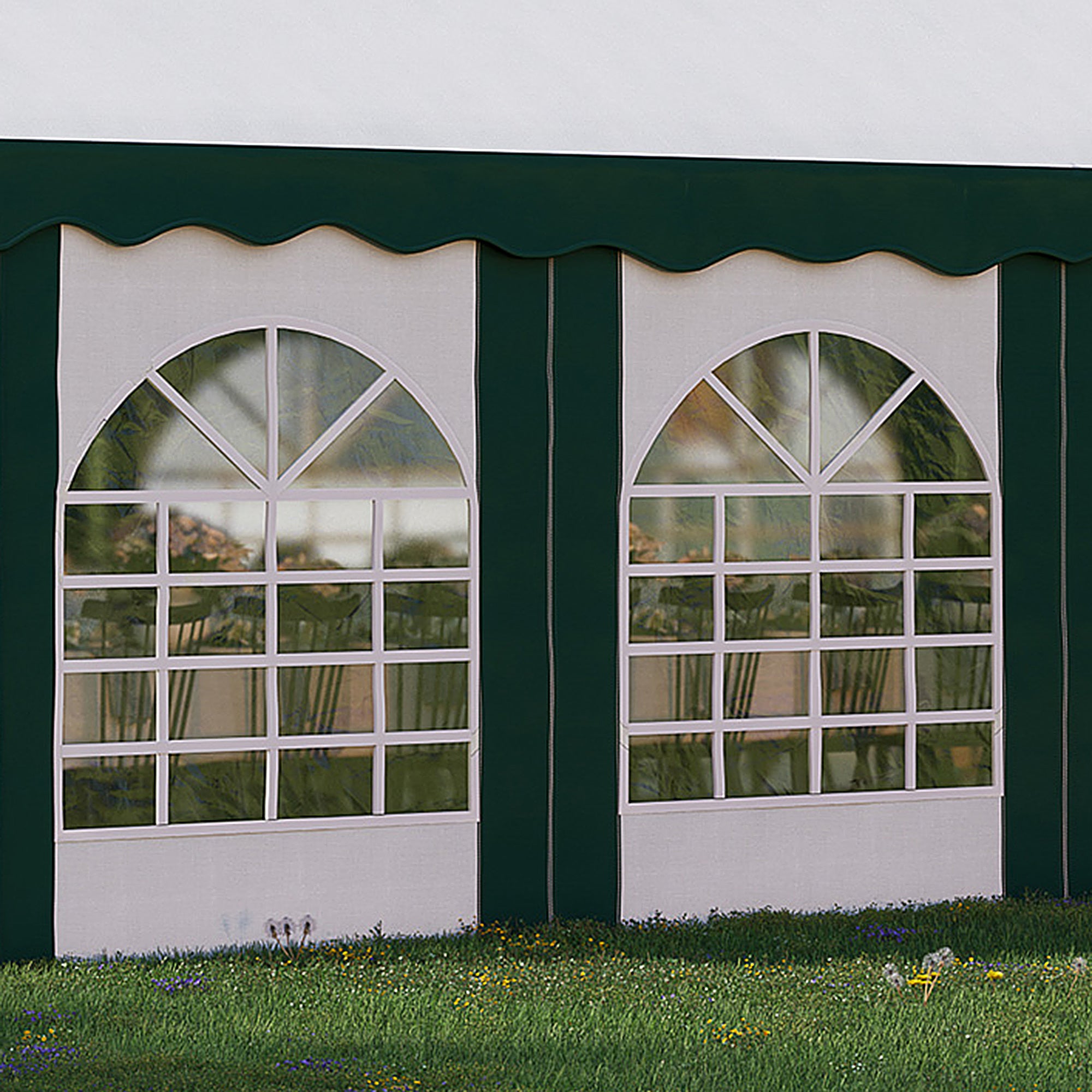 Outsunny 8 x 4m Garden Gazebo with Sides, Galvanised Marquee Party Tent with Eight Windows and Double Doors, for Parties, Wedding and Events - North Peak Garden Furniture