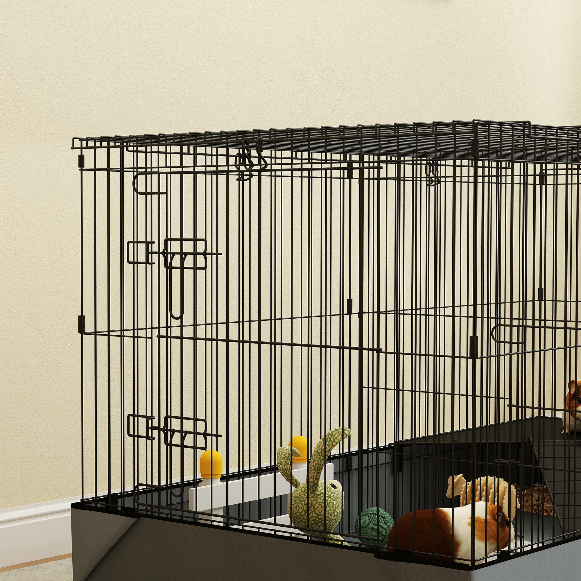 PawHut 2 in 1 Guinea Pig Cage, Rabbit Cage Pet Playpen with 2 Separate Area, Waterproof Oxford Fabric Floor for Hedgehogs - North Peak Garden Furniture