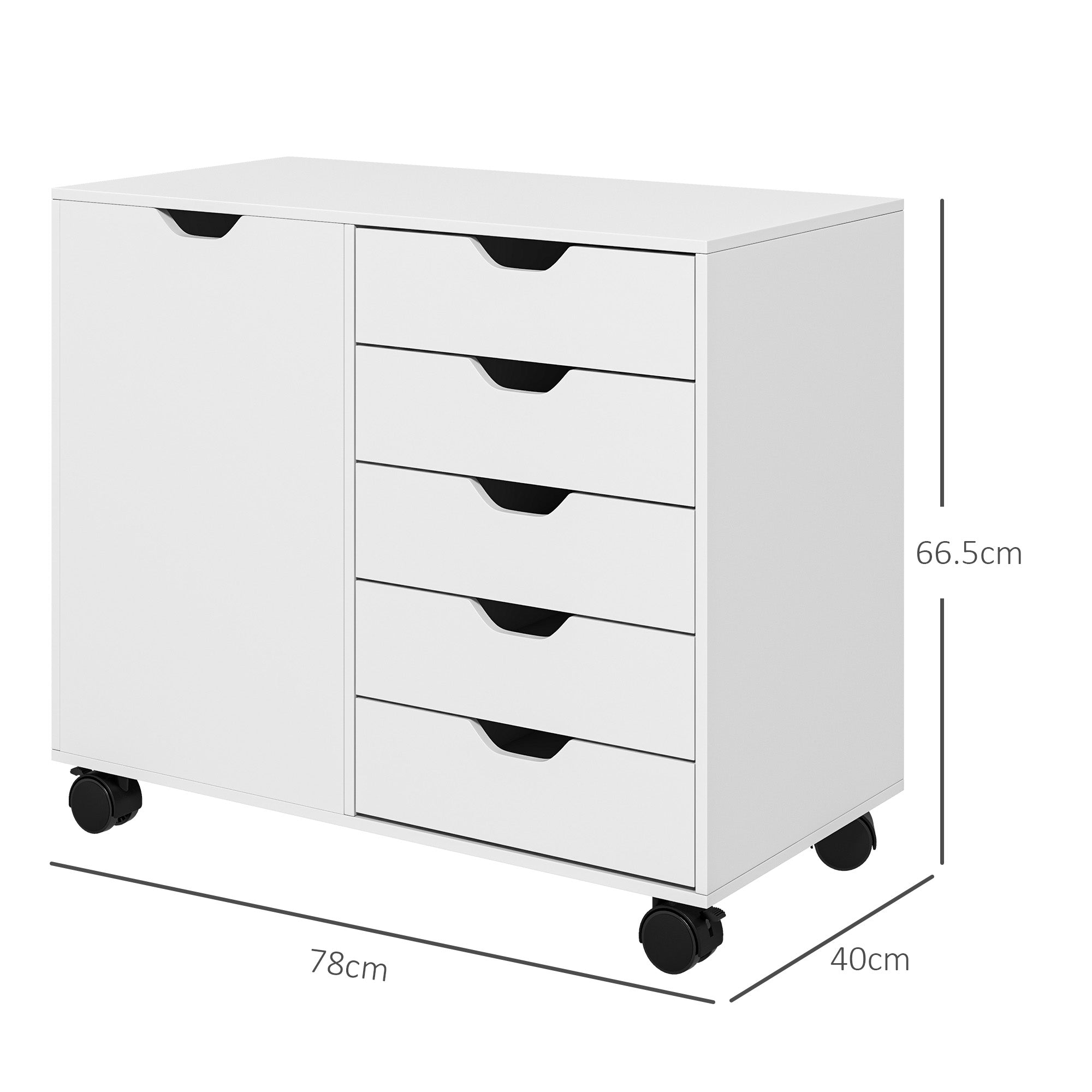 HOMCOM Multi-Storage Mobile Office Storage Cabinet - White - North Peak Garden Furniture