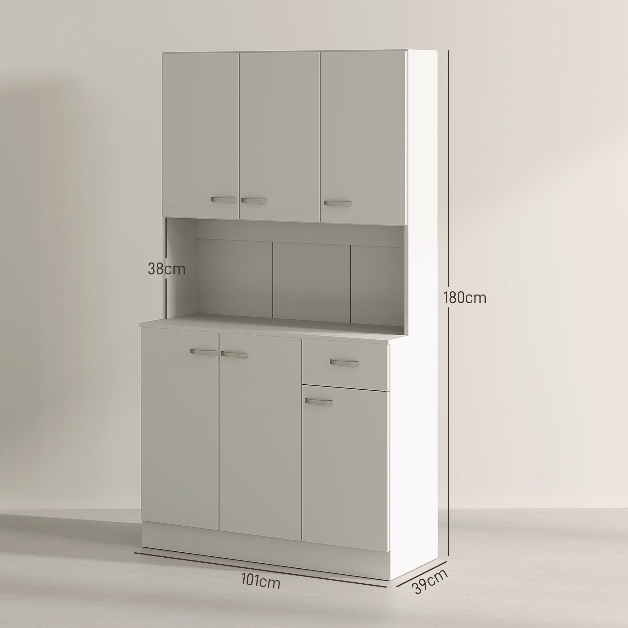 HOMCOM Freestanding Kitchen Pantry Storage Cabinet - White - North Peak Garden Furniture
