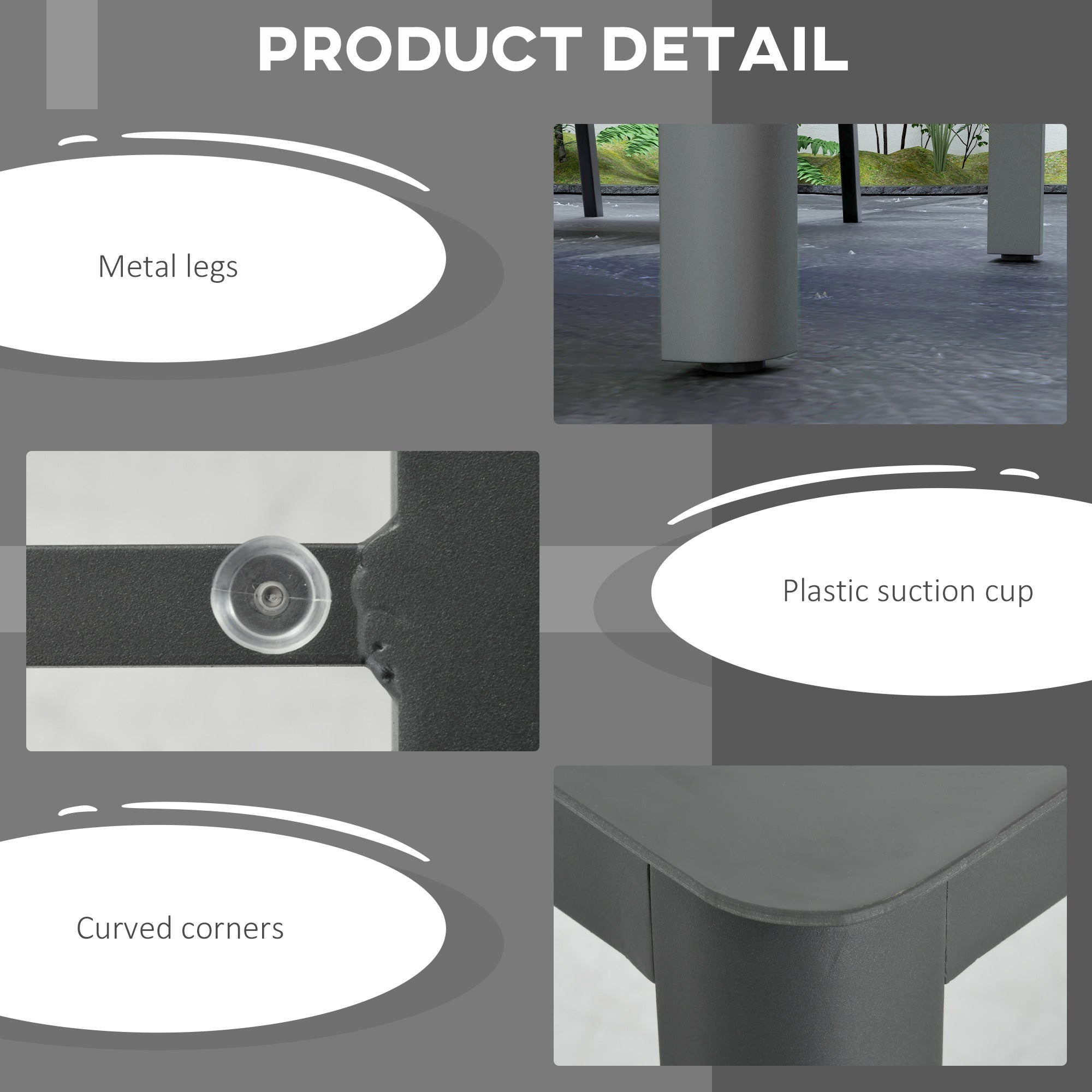 Outsunny 150cm x 88cm Aluminium Table, with Glass Tabletop - Grey - North Peak Garden Furniture