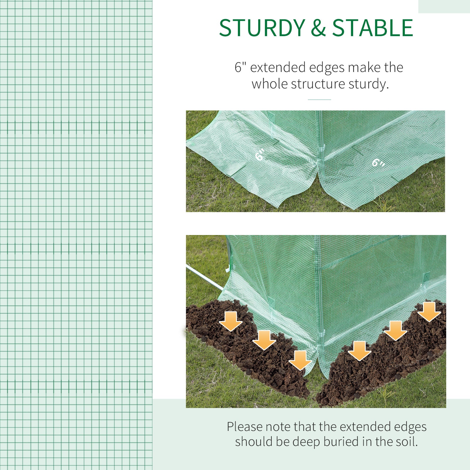Outsunny 6 x 3 x 2m Greenhouse Replacement Cover ONLY Winter Garden Plant PE Cover for Tunnel Walk-in Greenhouse with Roll-up Windows Door Outdoor, Green - North Peak Garden Furniture