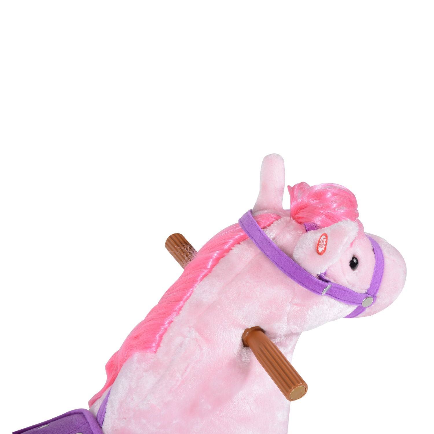 HOMCOM Plush Walking Horse Ride On Toy with Wheels and Realistic Sounds Rocking Horse for Girls Boys 3+ Years Old, 50cm Tall, Pink - North Peak Garden Furniture
