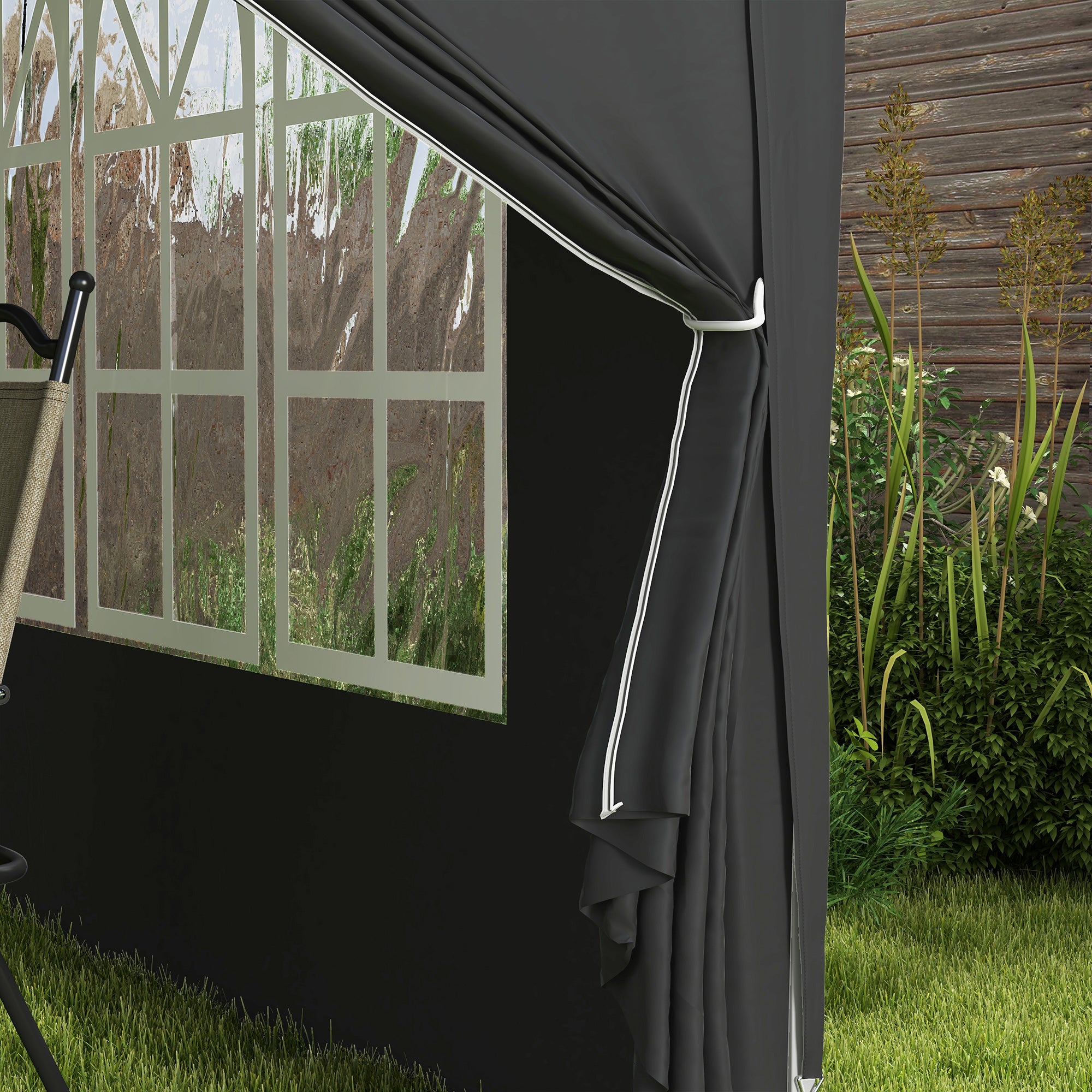 Outsunny 3 x 3(m) Pop Up Gazebo, Water and UV Resistant Party Tent Camping Canopy Marquee with Carry Bag, Black - North Peak Garden Furniture