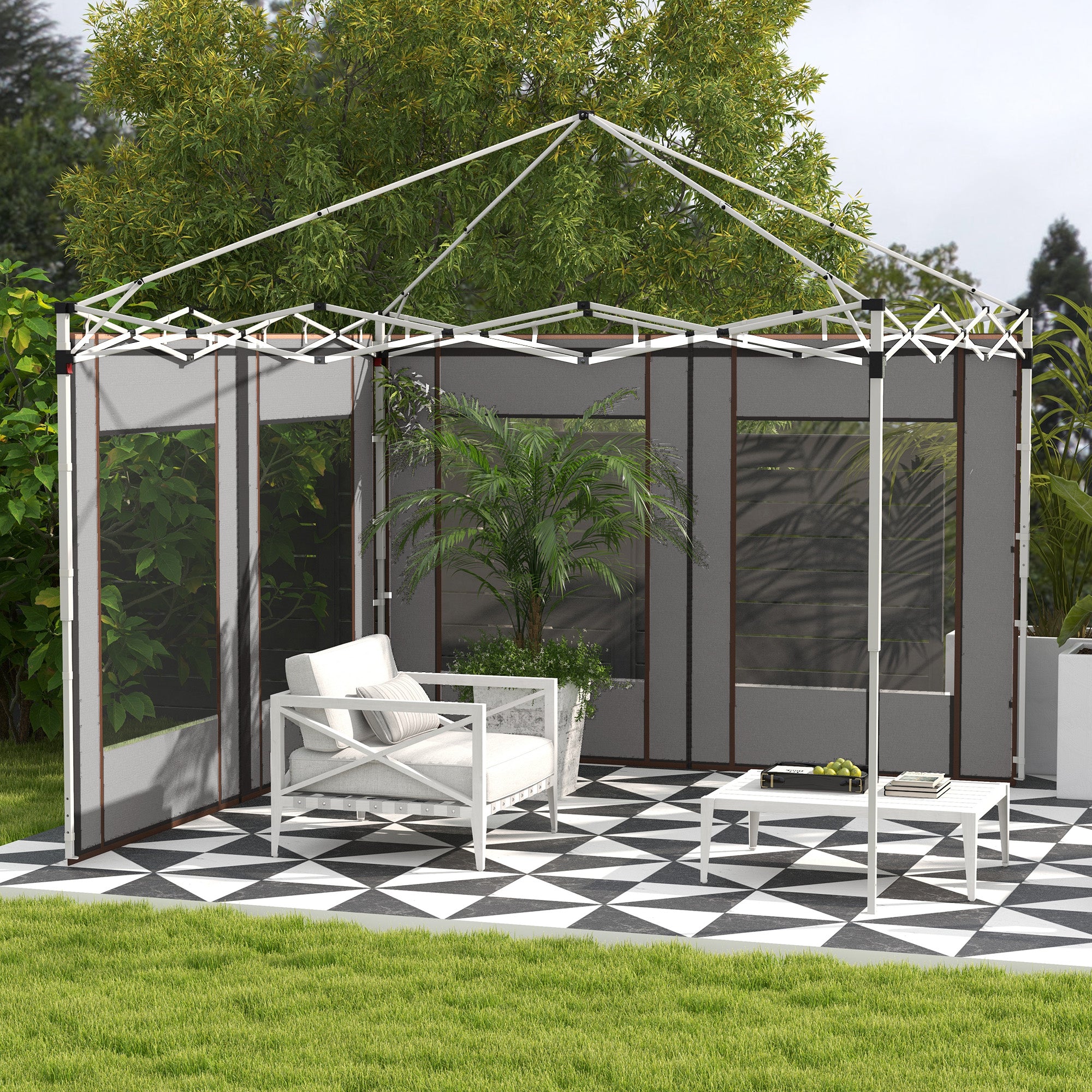 Outsunny Set of Two 295cm Replacement Canopy Walls - Grey - North Peak Garden Furniture