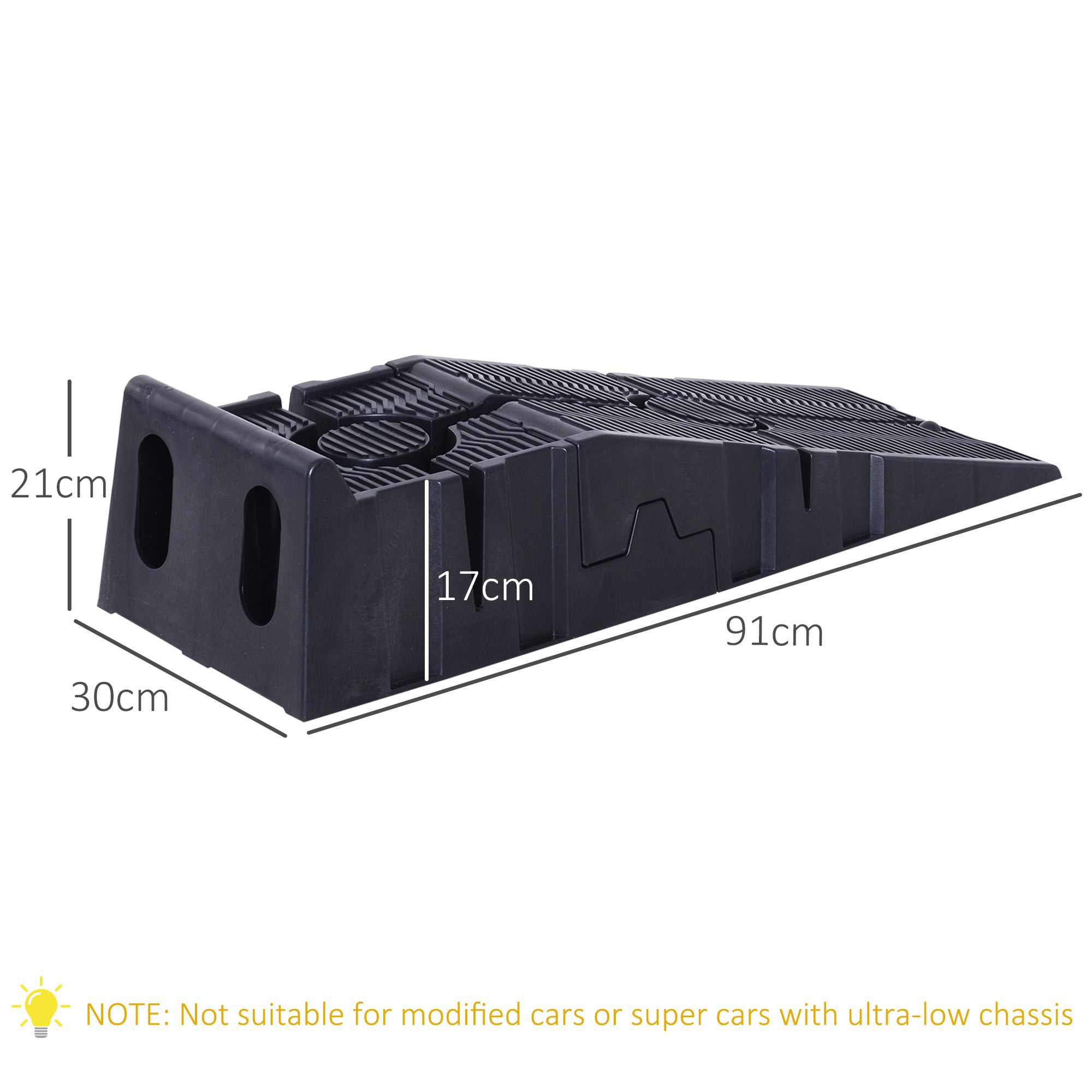DURHAND 1 Pair Heavy Duty 5 Ton Plastic Garage Workshop Car Service Ramps Lifting Automotive Vehicle Portable, Black - North Peak Garden Furniture