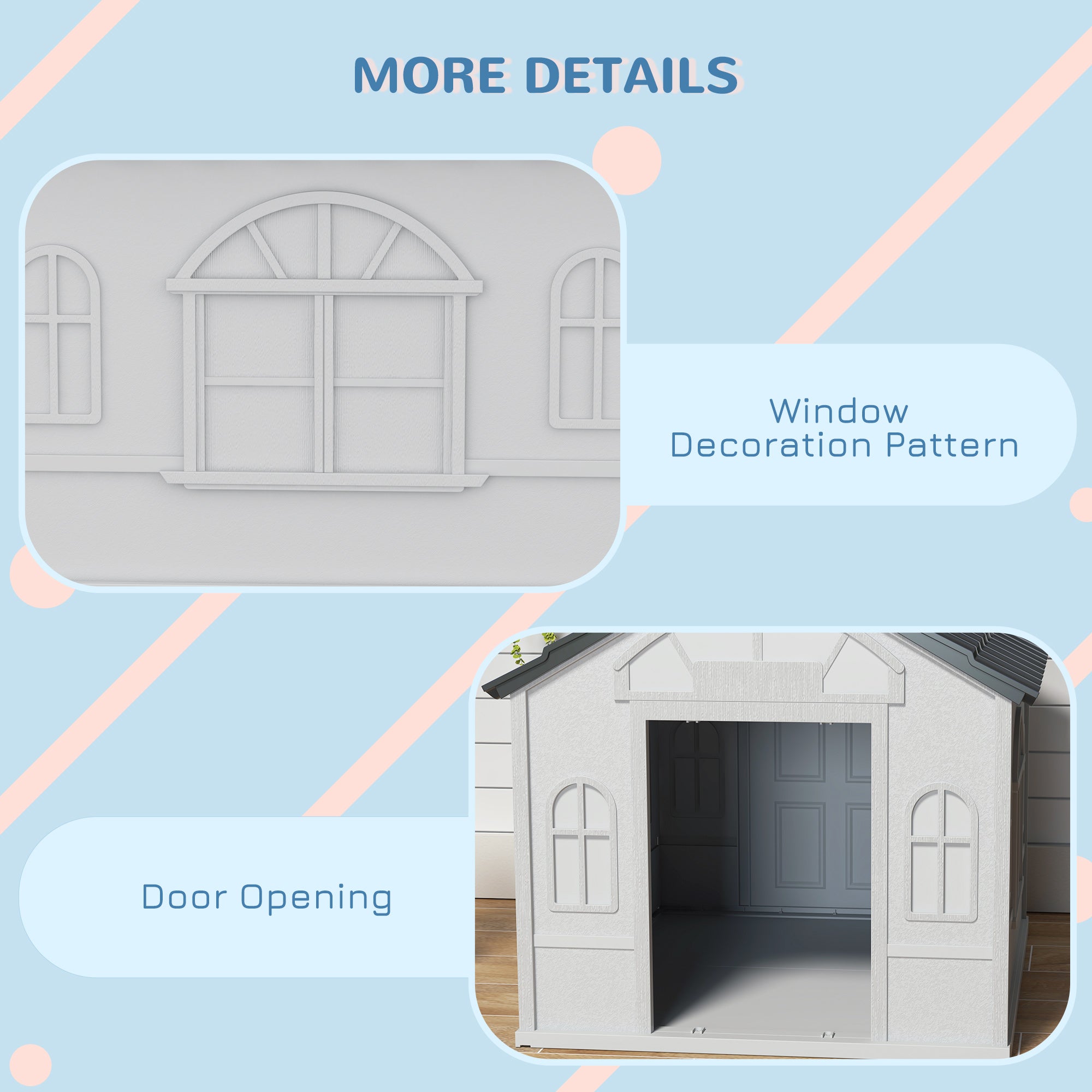 PawHut Plastic Weather-Resistant Dog House, for Indoors and Outdoors, Large Dogs - Grey - North Peak Garden Furniture
