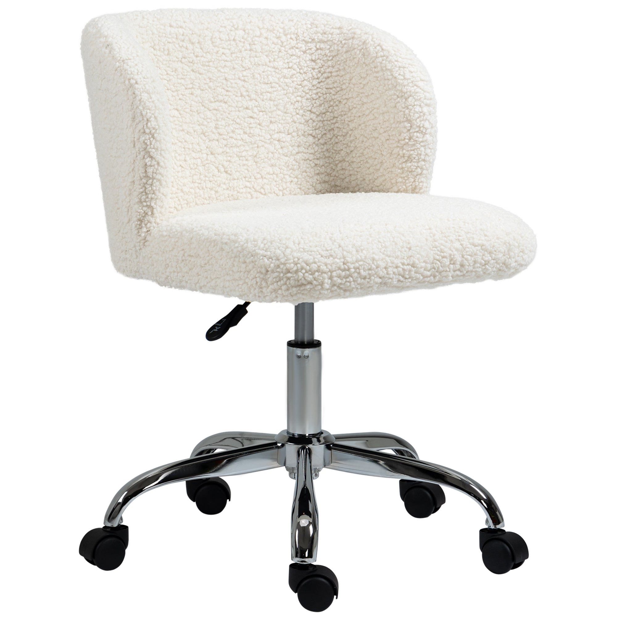 HOMCOM Office Chair with Adjustable Height and Wheels - White - North Peak Garden Furniture
