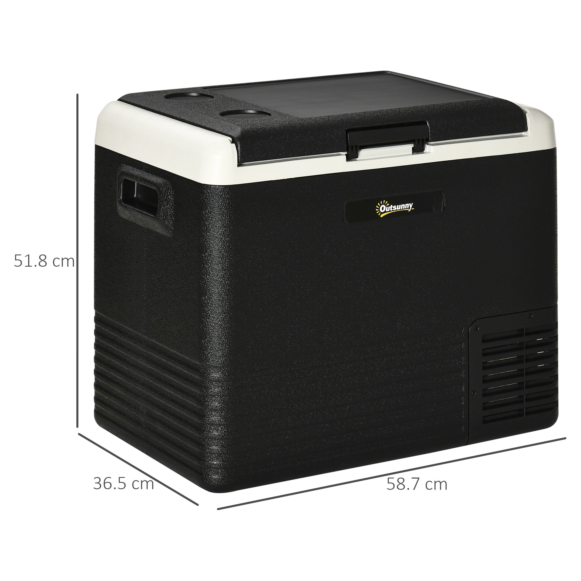 Outsunny 50L Car Refrigerator, Portable Compressor Car Fridge Freezer, Electric Cooler Box with 12/24V DC and 110-240V AC for Camping, Driving, Picnic, Down to -20℃ - North Peak Garden Furniture