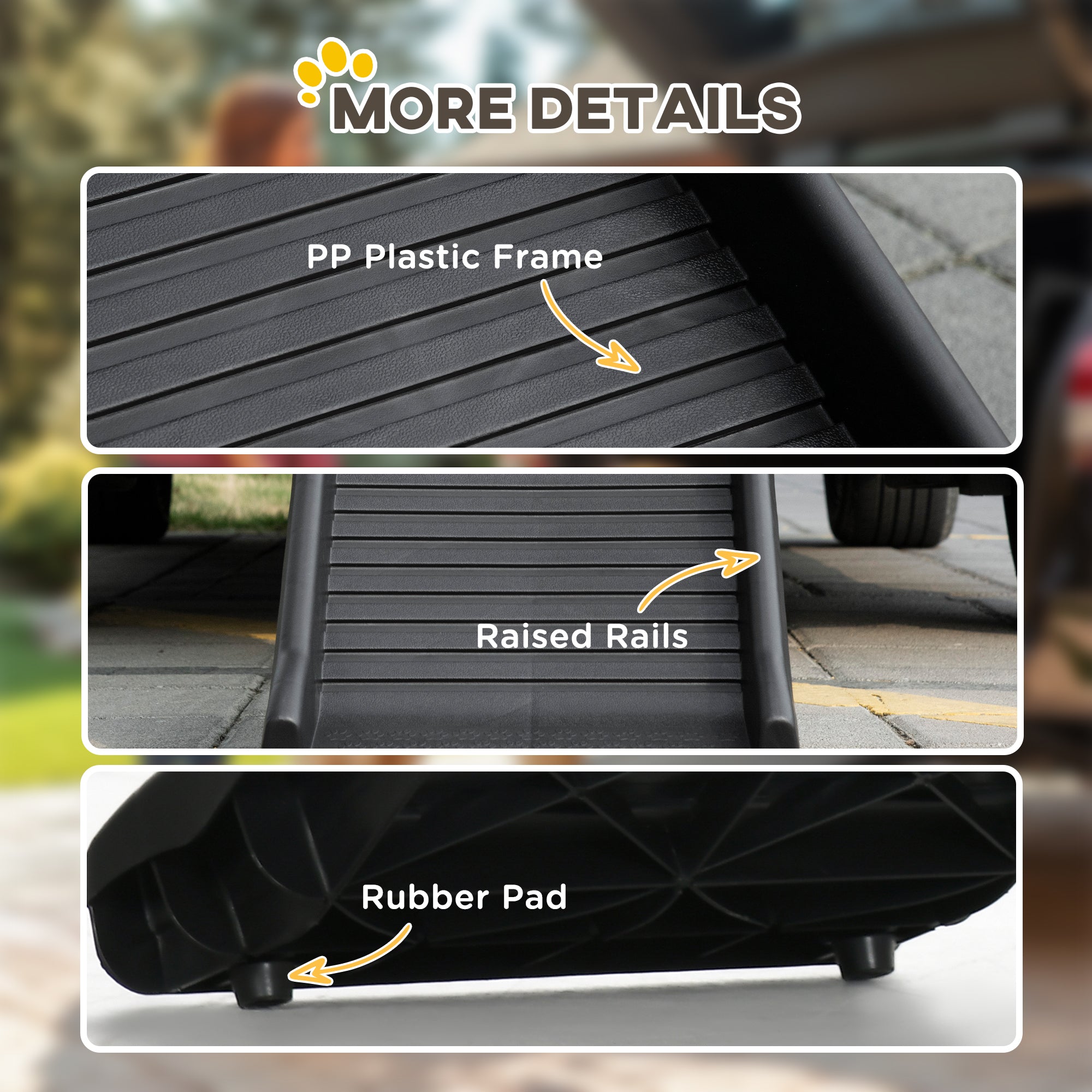 PawHut Foldable Pet Ramp Dog Car Ramp for SUVs, Cars - Black - North Peak Garden Furniture