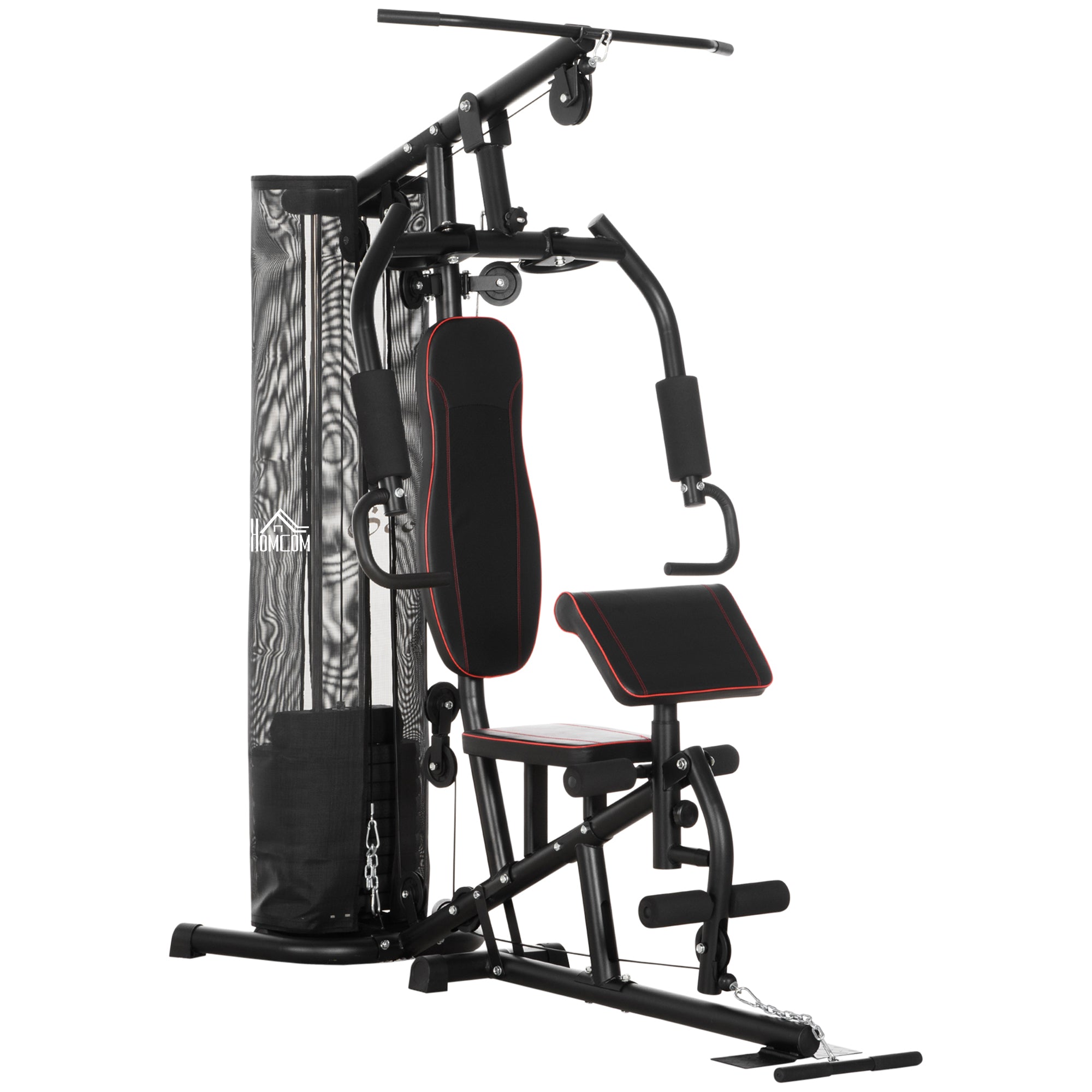 HOMCOM Multi-Functional Home Gym Workout Station, 45Kg Weight Stack Multi Gym Fitness Equipment for Full Body Fitness - North Peak Garden Furniture