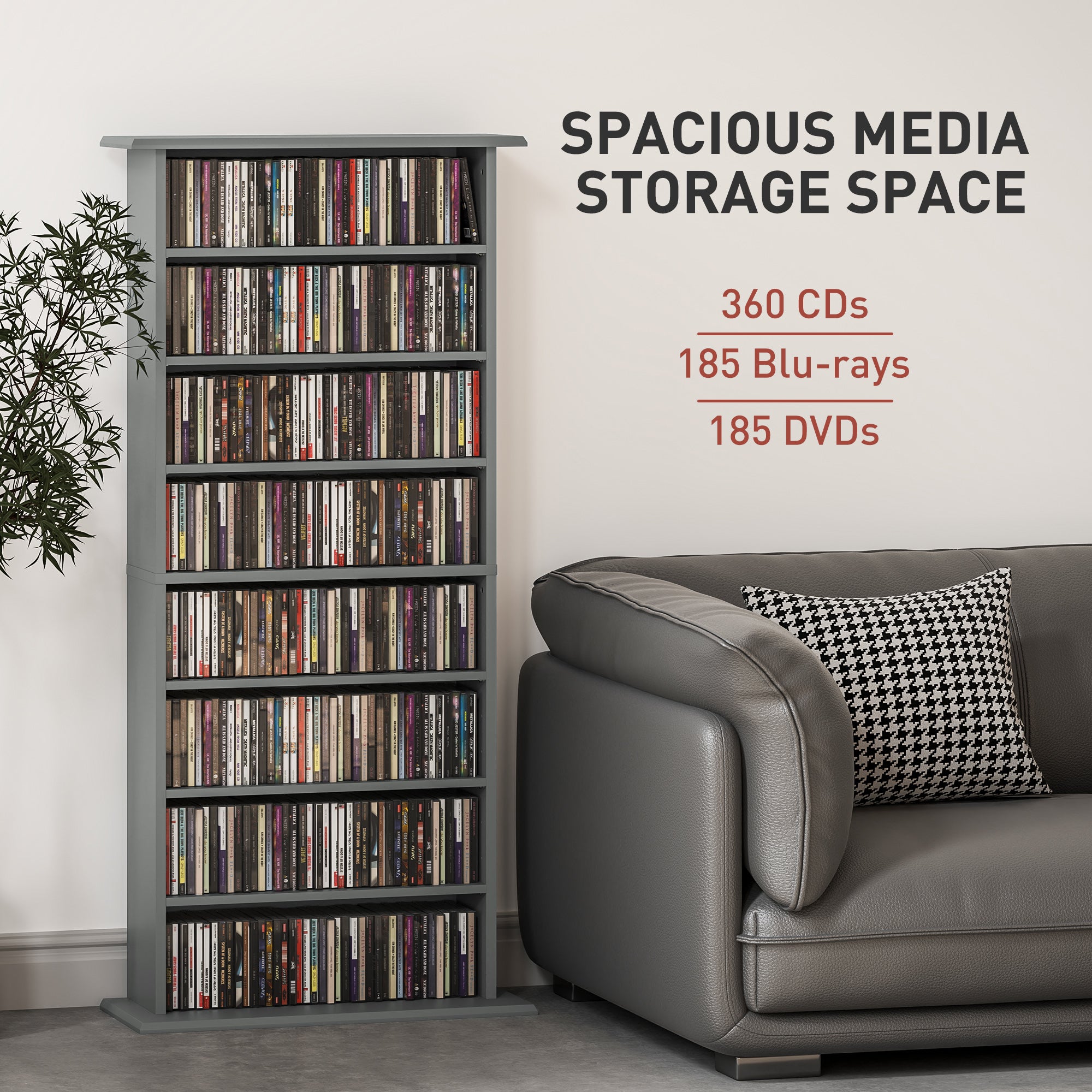 HOMCOM 360 CD Storage Unit - Grey - North Peak Garden Furniture