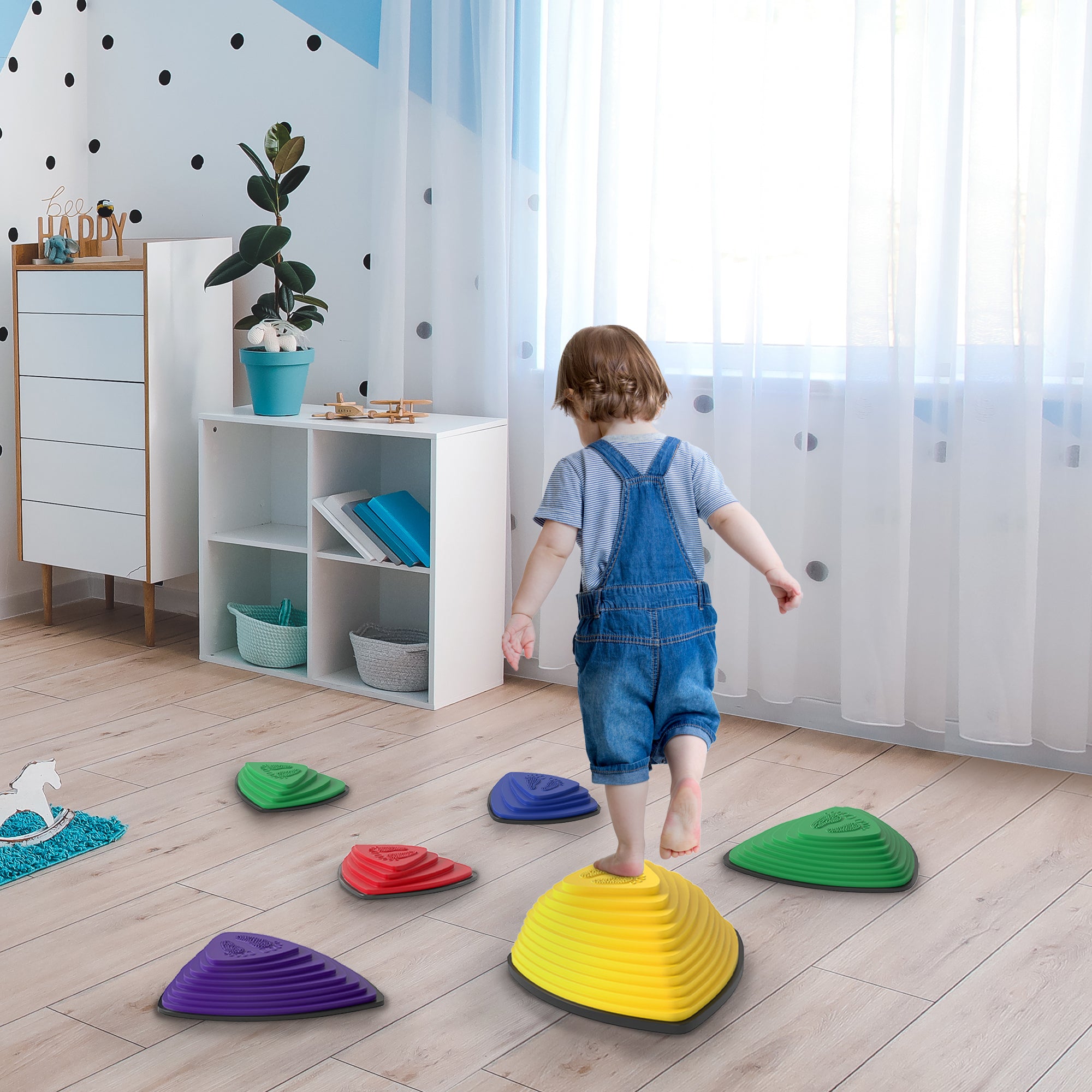 AIYAPLAY 6-Piece Stepping Stones for Kids, Stackable Sensory Toys Outdoor Indoor, Obstacle Course for Balance and Motor Skills