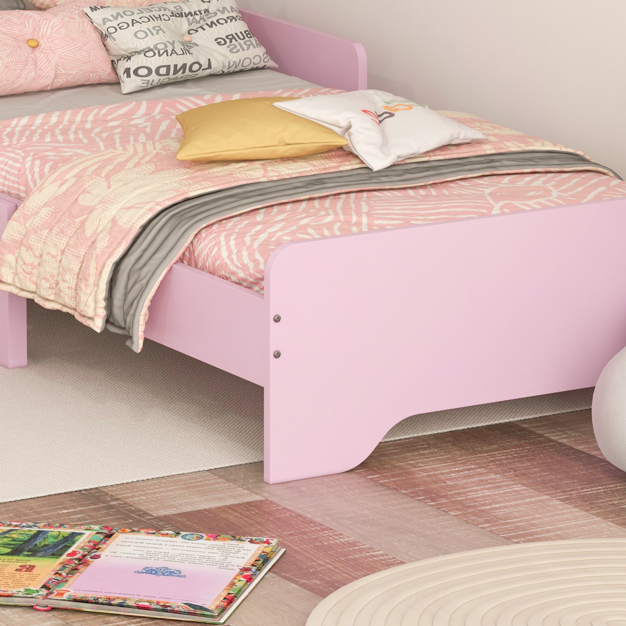 ZONEKIZ Toddler Bed Frame, Princess Bed for Kids, Cloud-Design, 143 x 74 x 55cm - Pink - North Peak Garden Furniture