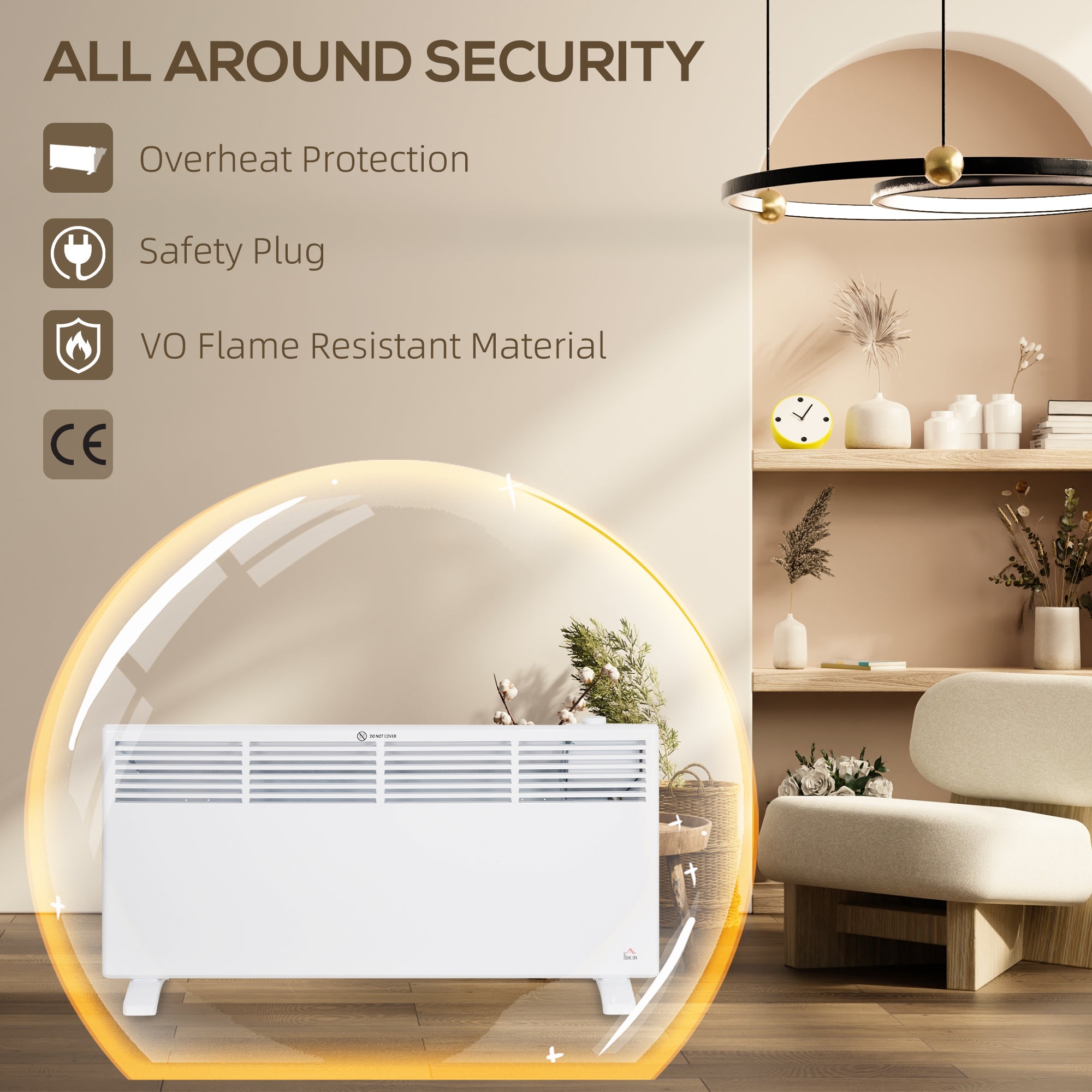 HOMCOM 2000W Convector Heater - White - North Peak Garden Furniture