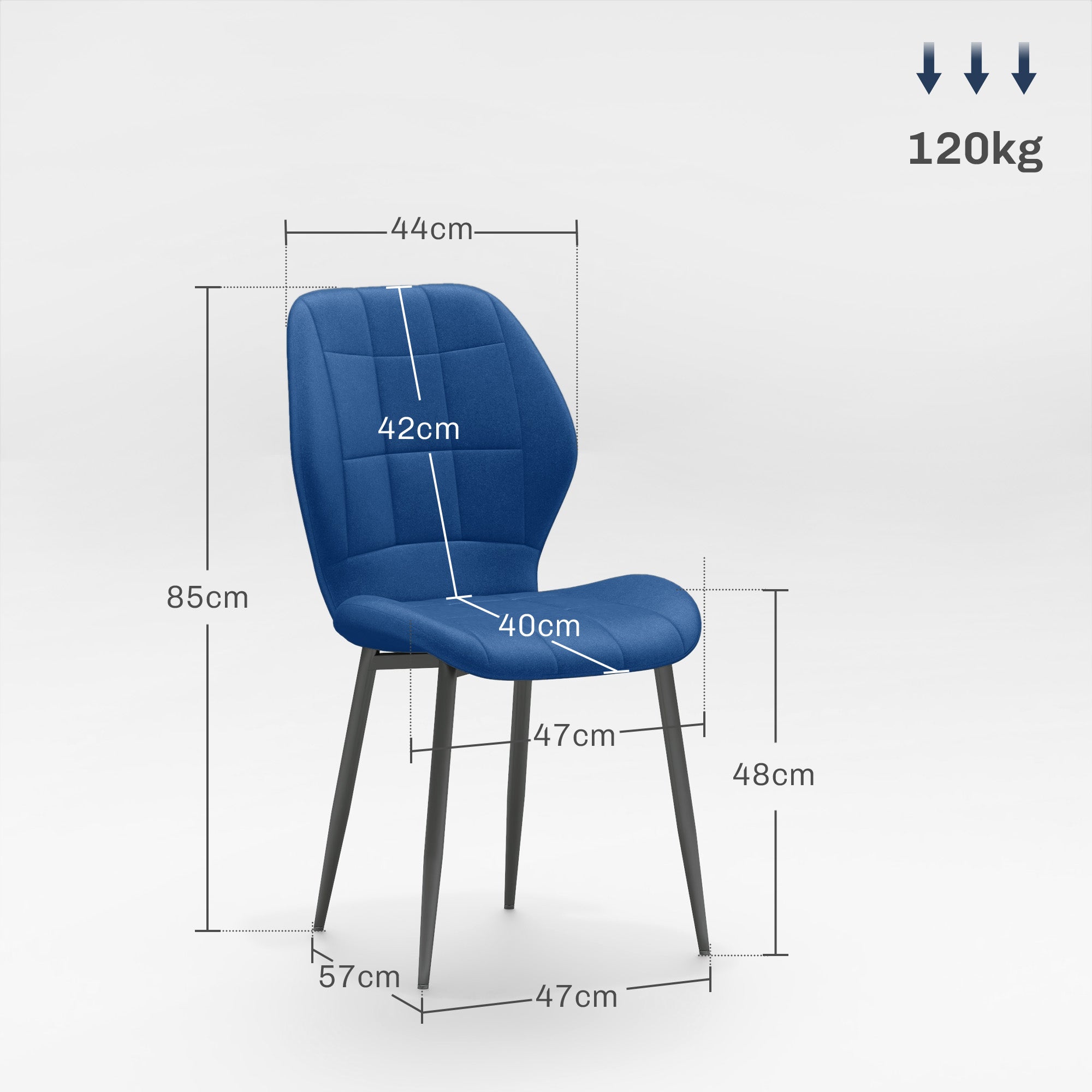 HOMCOM Set of Four Velvet Relaxed Tub Dining Chairs - Dark Blue - North Peak Garden Furniture