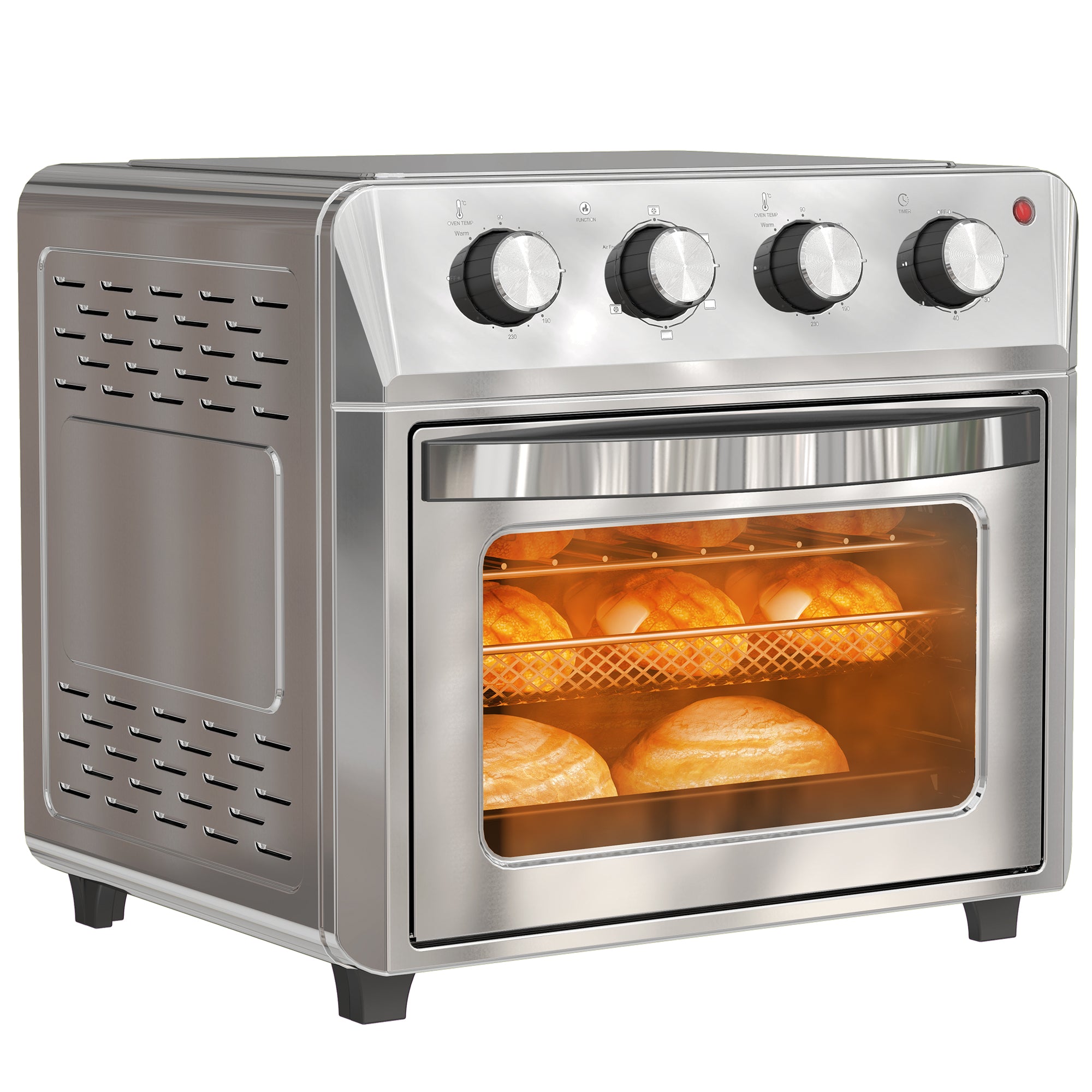 HOMCOM 24L Air Fryer Oven, Mini Oven, Oil Free Cooking, Grill, Roast, Bake, with Adjustable Temperature, Timer, Touch Screen, Dishwasher Safe, 1600W, Silver - North Peak Garden Furniture