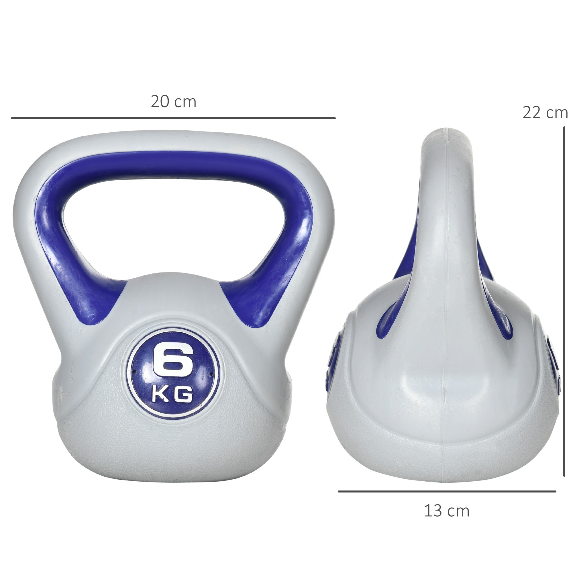 SPORTNOW Kettlebell, 6kg Kettle Bells with Handle for Home Gym Weight Lifting and Strength Training, Purple and Grey - North Peak Garden Furniture