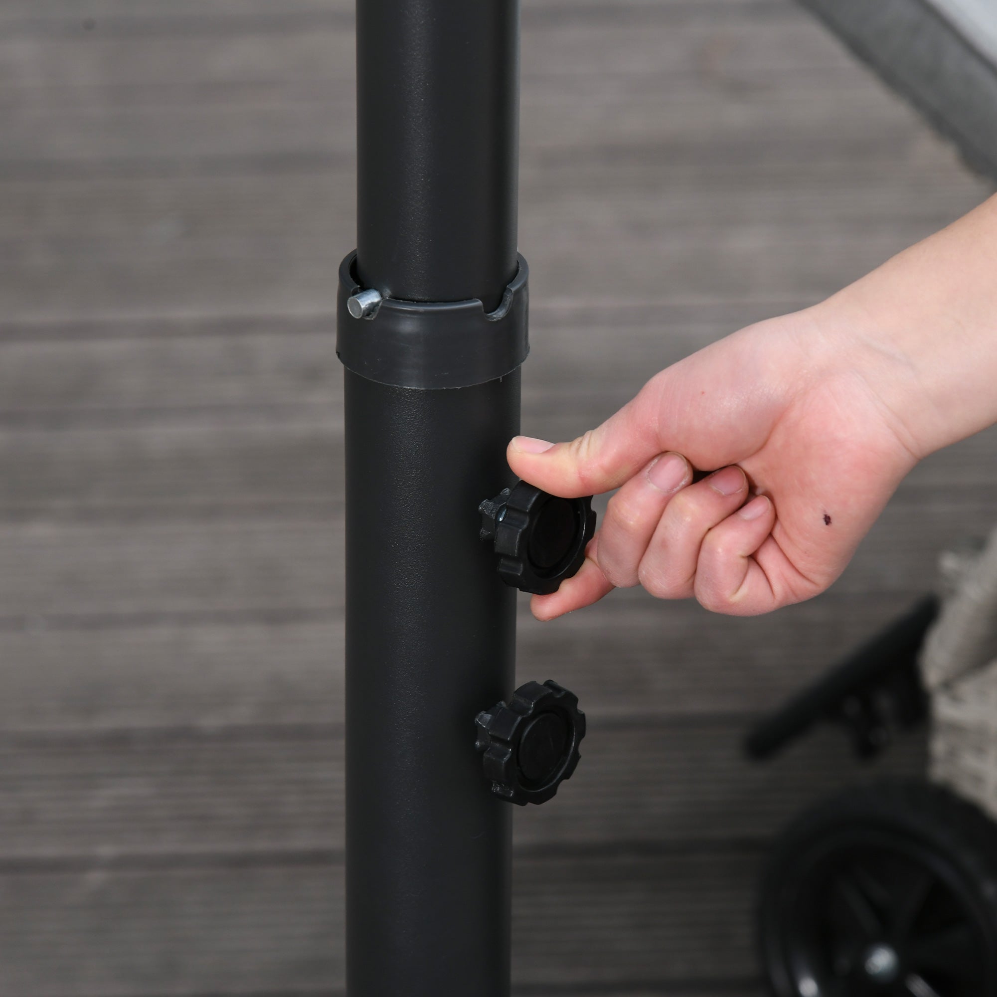 Outsunny 2.45m Overhanging Cantilever Parasol, with Cross Base - Black - North Peak Garden Furniture