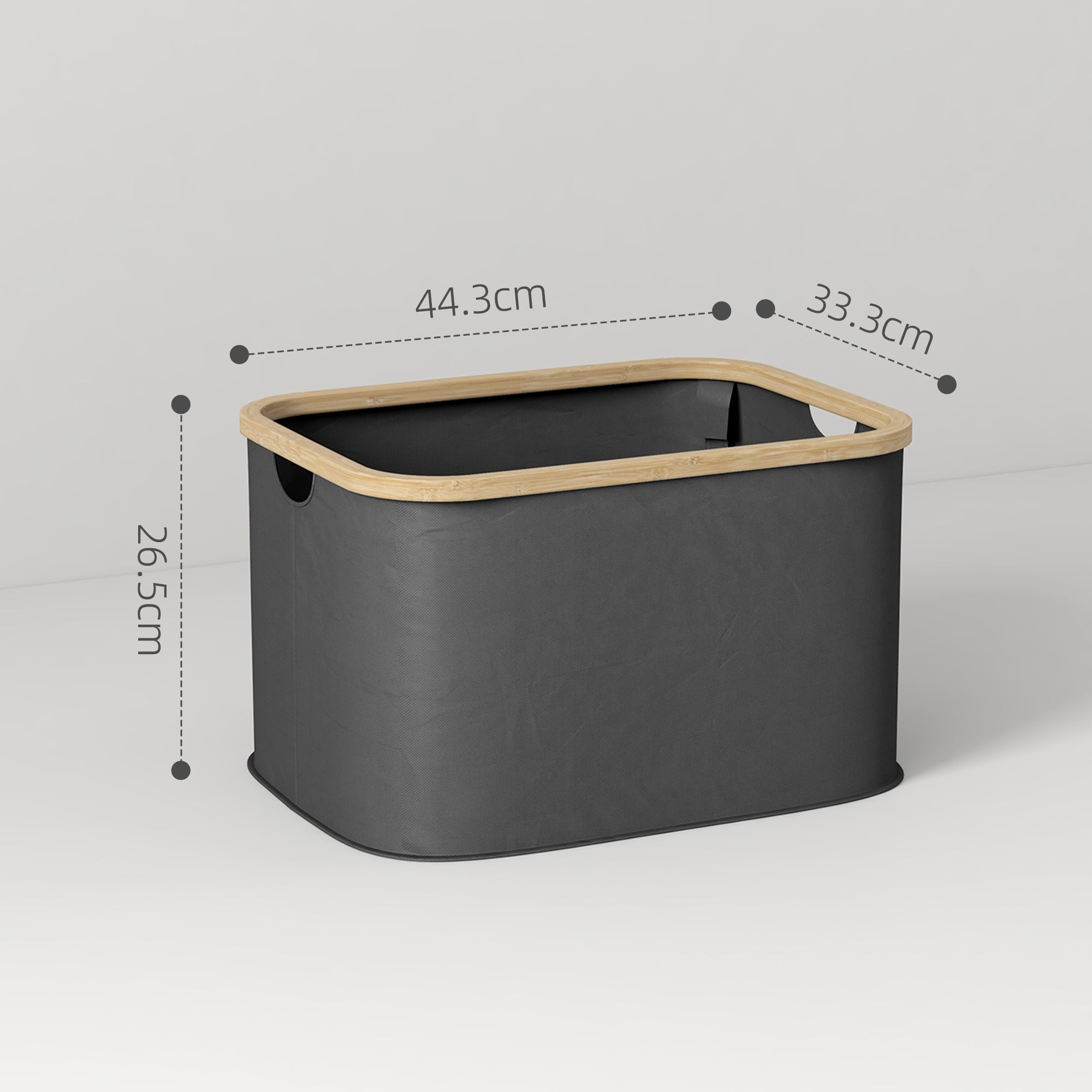 HOMCOM 36L Foldable Laundry Basket, with Bamboo Top - Black - North Peak Garden Furniture