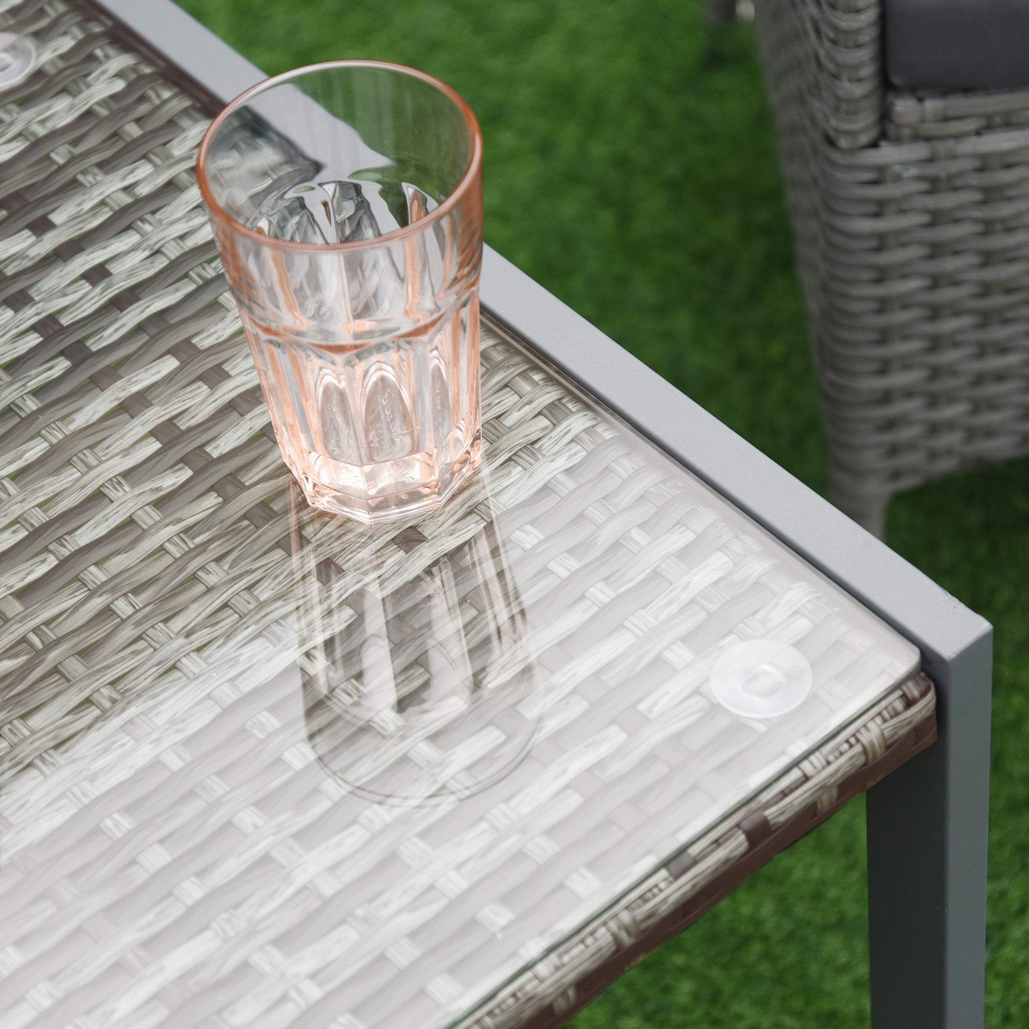 Outsunny Rattan End Table Side Coffee Desk Outdoor Patio Wicker Sofa Chat Garden Furniture