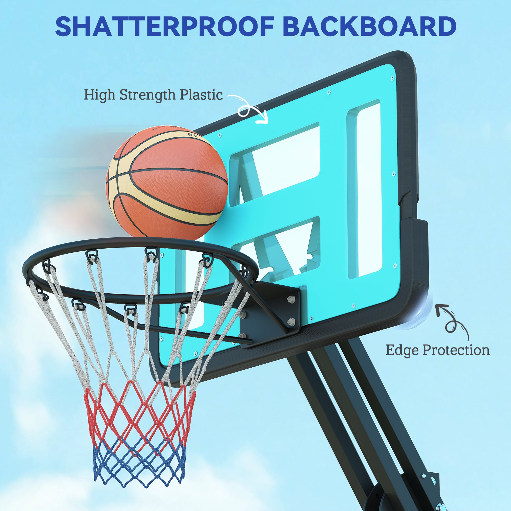 SPORTNOW Fully Adjustable Basketball Hoop Outdoor, 146-236cm Basketball Hoop and Stand with Weighted Base and Shatterproof Backboard, Portable on Wheels for Junior, Adults - North Peak Garden Furniture