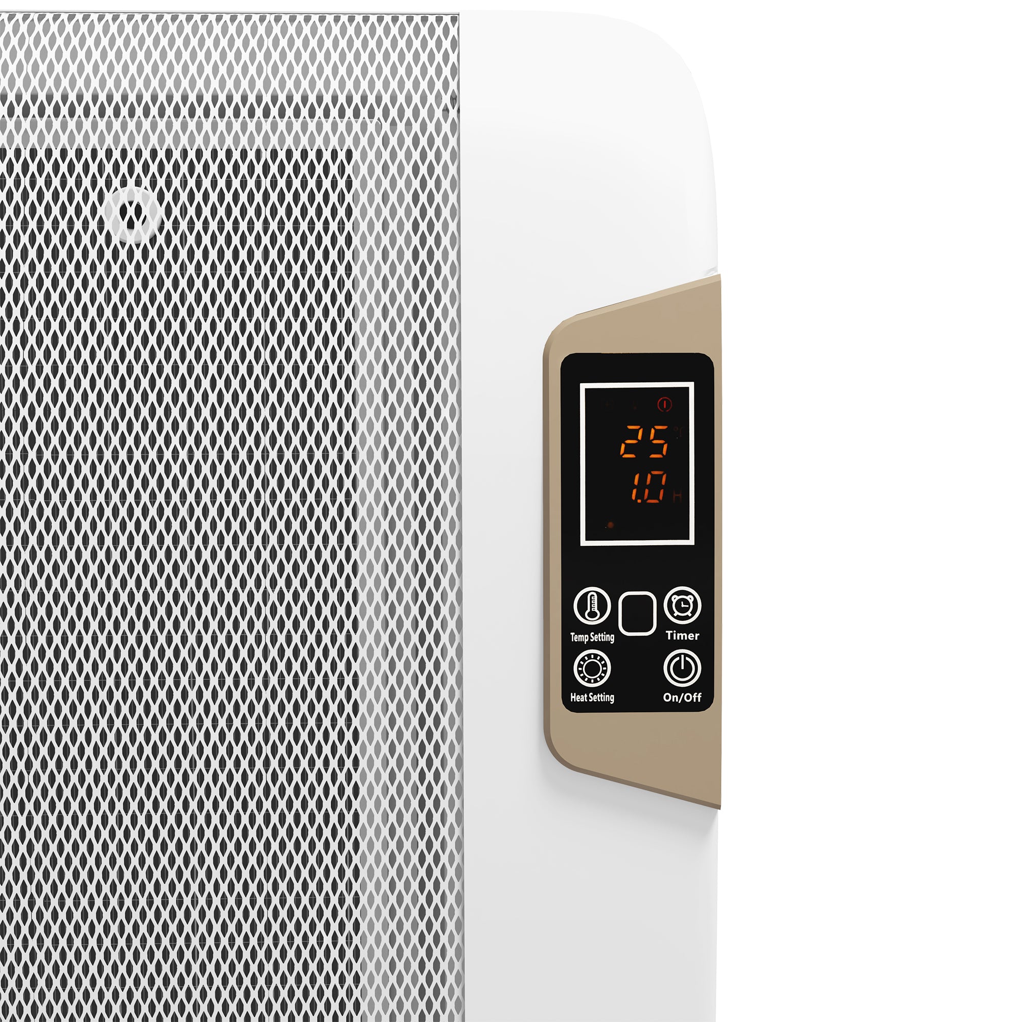 HOMCOM Mica Electric Space Heater, Portable Heater for Home with 2 Heat Settings, Living Room, Study, Garage, Adjustable Temperature 18-30°C, 1000W/2000W, White - North Peak Garden Furniture