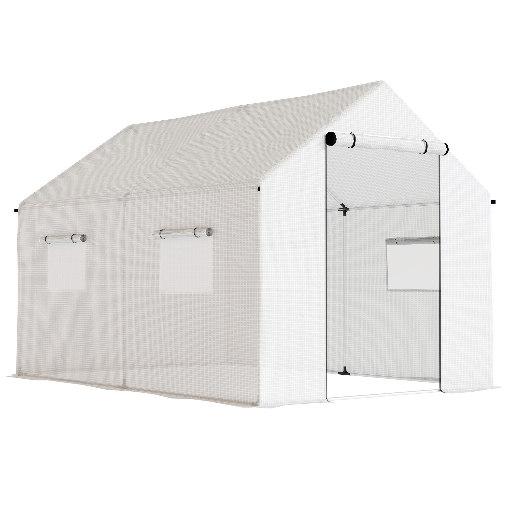 Outsunny Polyethylene Walk-in Polytunnel Greenhouse, 2 x 3(m), White