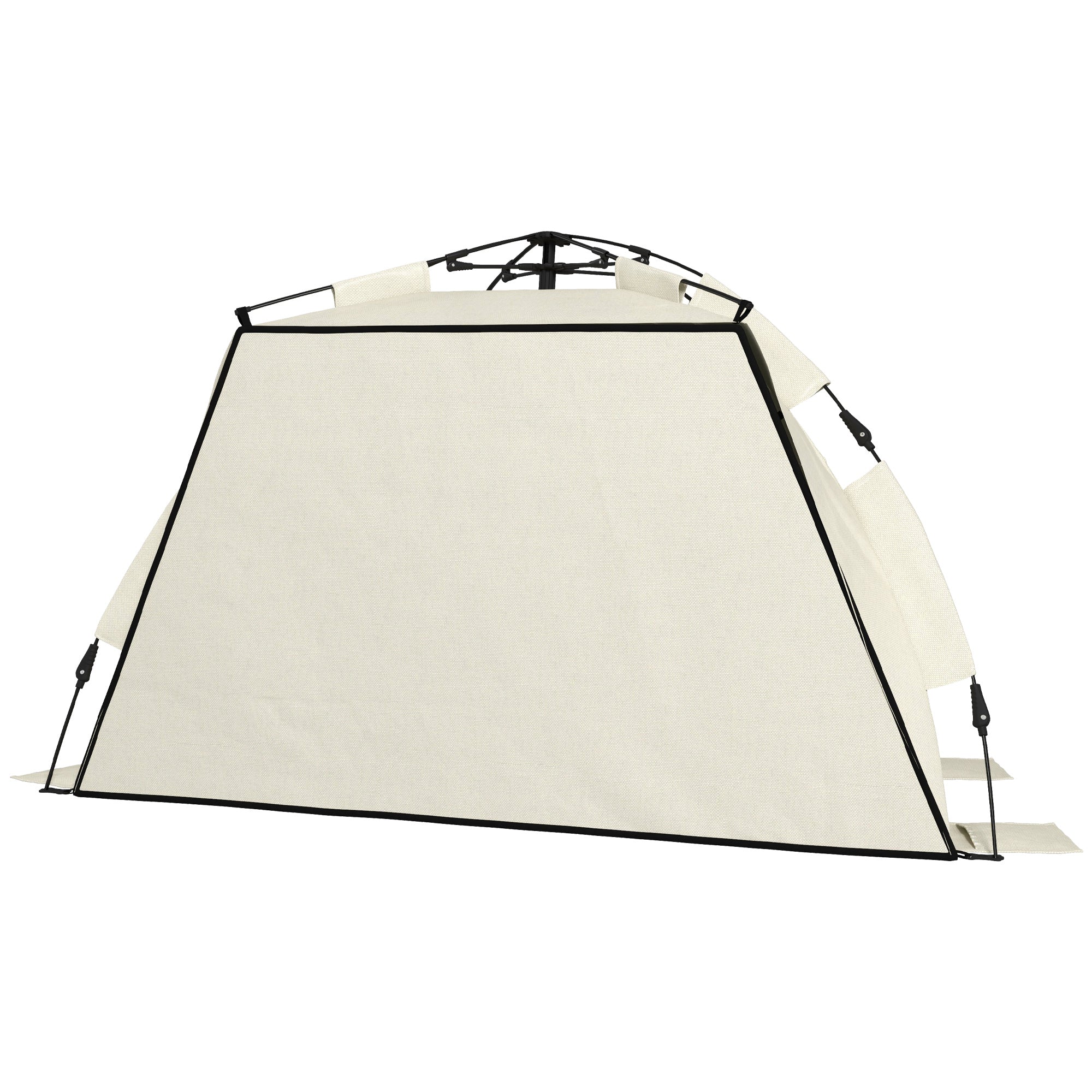 Outsunny 2-3 Person Pop Up Beach Tent, UPF15+ Sun Shelter with Extended Floor, Sandbags, Mesh Windows and Carry Bag, Khaki | Aosom UK