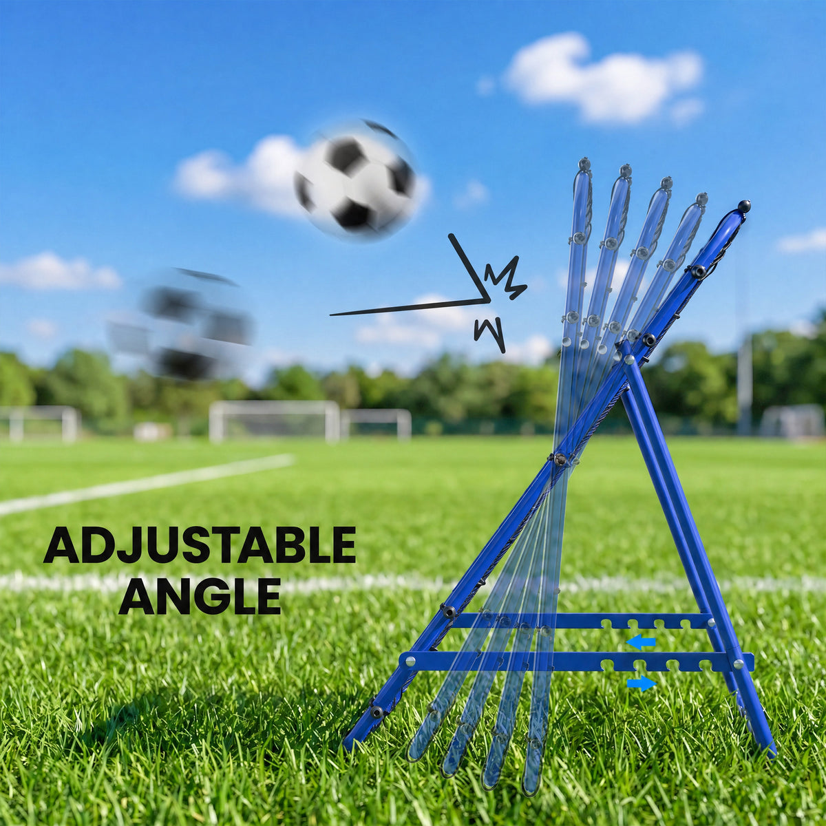 HOMCOM Adjustable Rebounder Net Kickback Target Goal for Teens Adults Training, Blue
