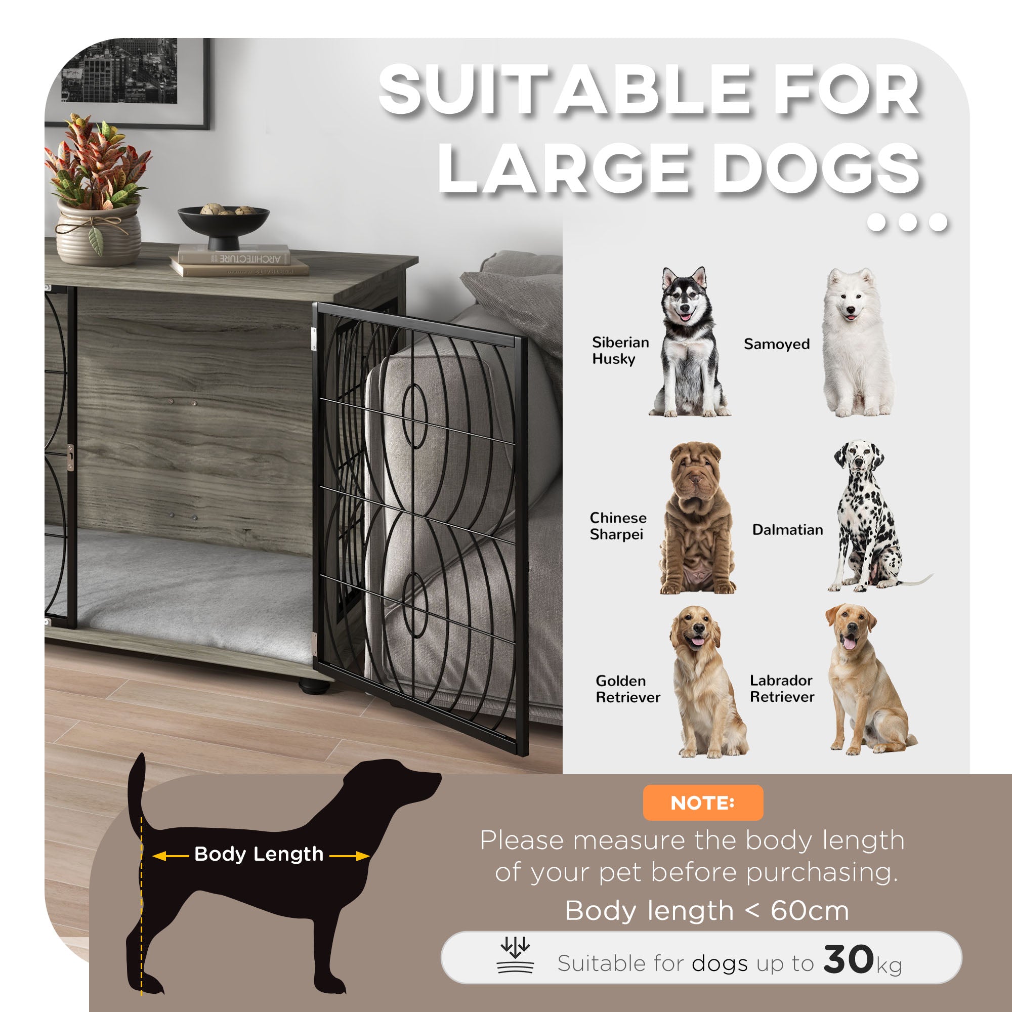 PawHut Dog Crate Furniture End Table w/ Plush Washable Cushion, Lockable Door, for Large Dogs - North Peak Garden Furniture